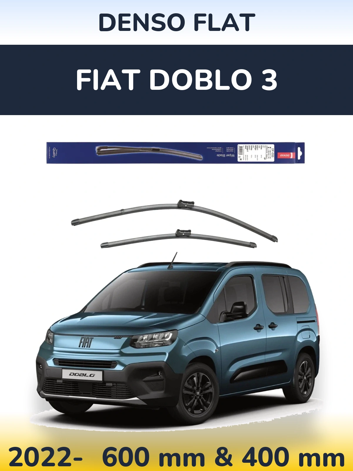 Sada předních stěračů Denso Flat 600 a 400 mm pro Fiat Doblo 3 2022-2026