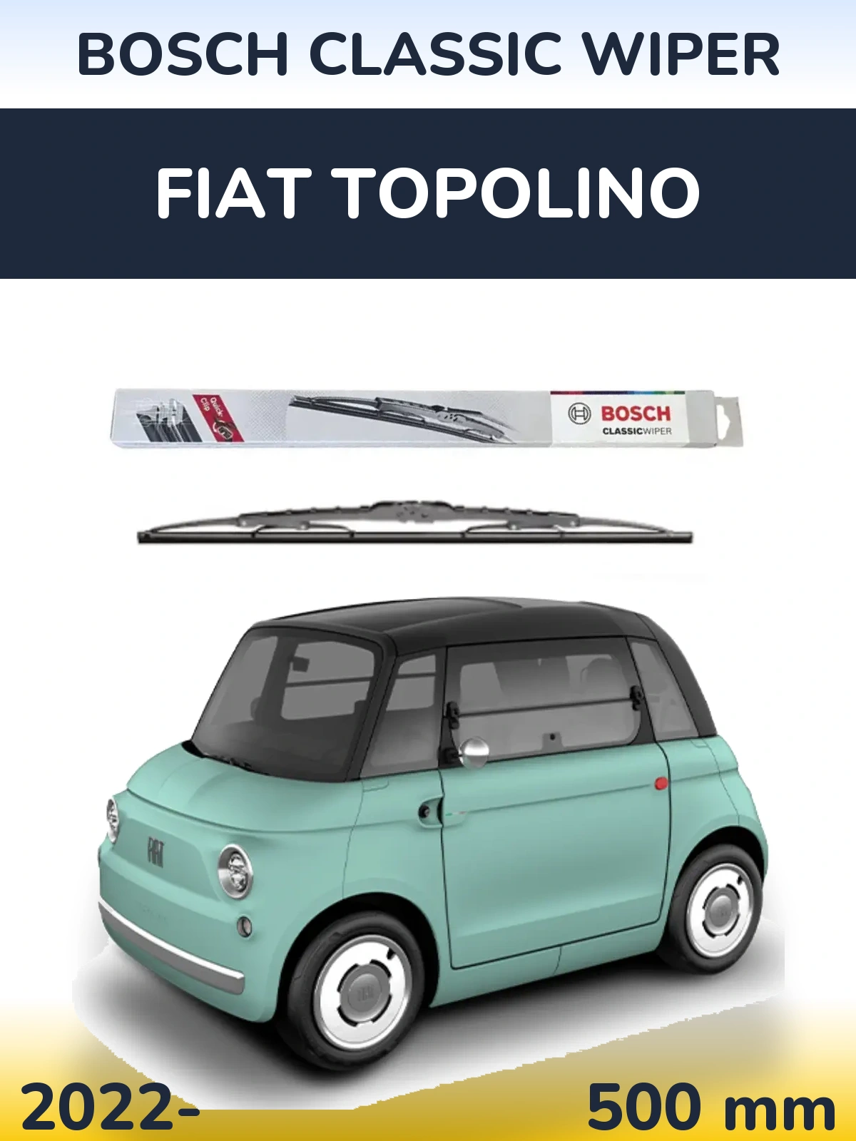Přední stěrač BOSCH Classic Wiper 500 mm pro Fiat Topolino 2022-2026