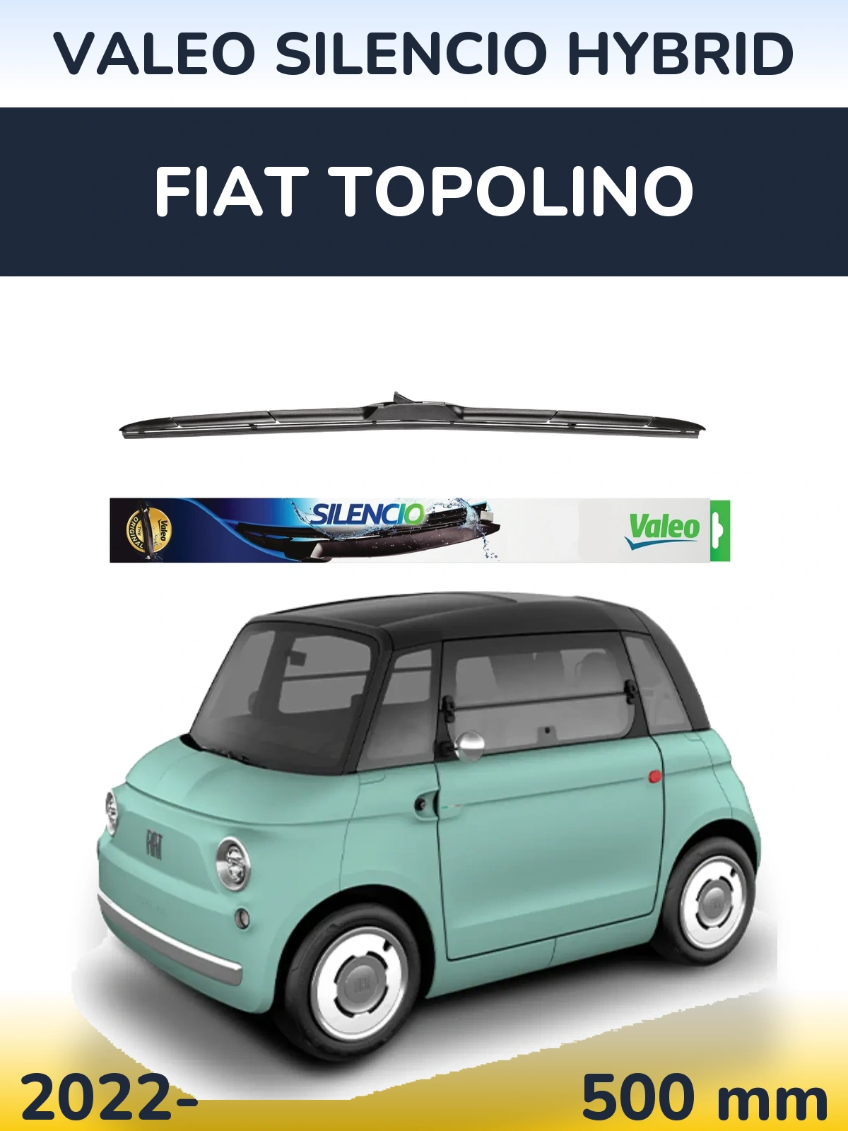 Přední stěrač Valeo Silencio Hybrid 500 mm pro Fiat Topolino 2022-2026