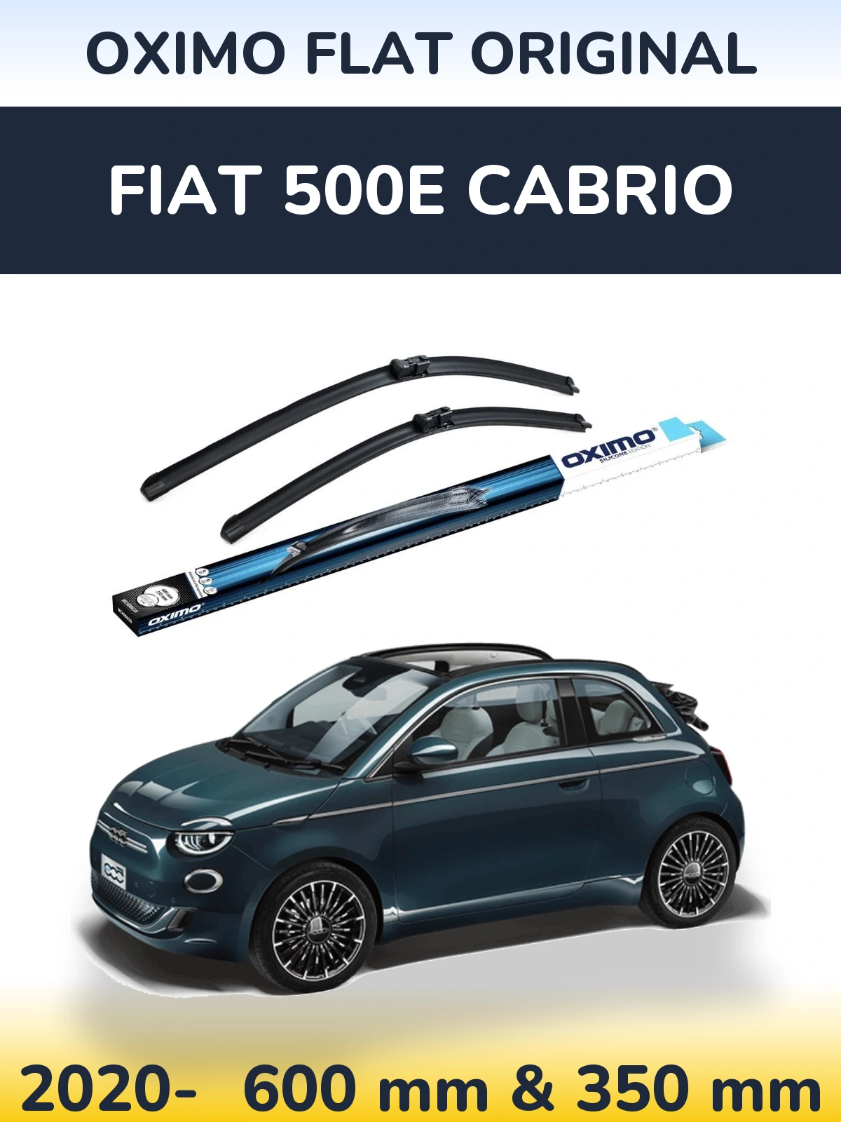 Комплект передніх щіток Oximo Flat Original 600 & 350 мм для Fiat 500e Cabrio 2020-2026