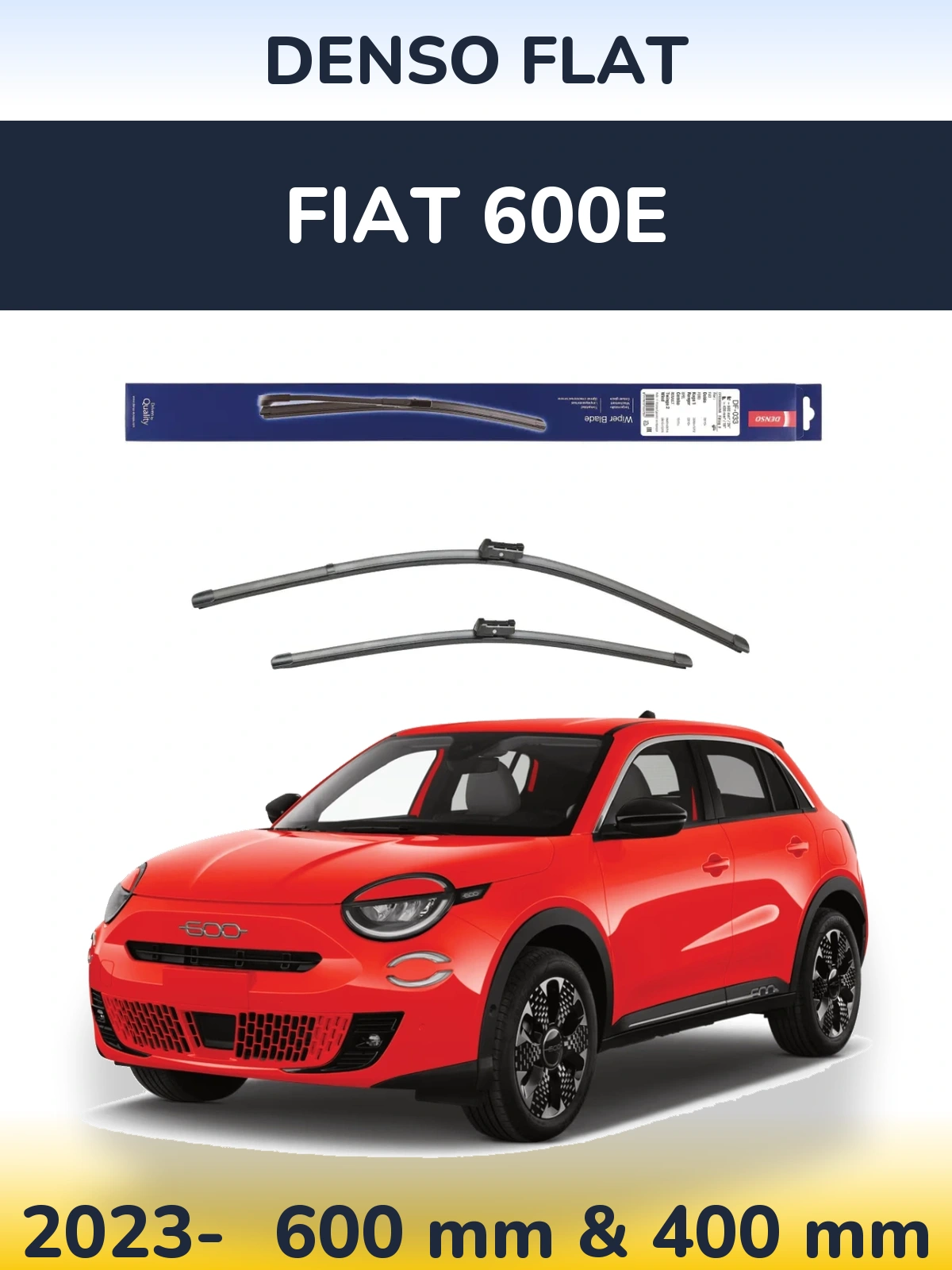 Sada předních stěračů Denso Flat 600 a 400 mm pro Fiat 600e 2023-2026