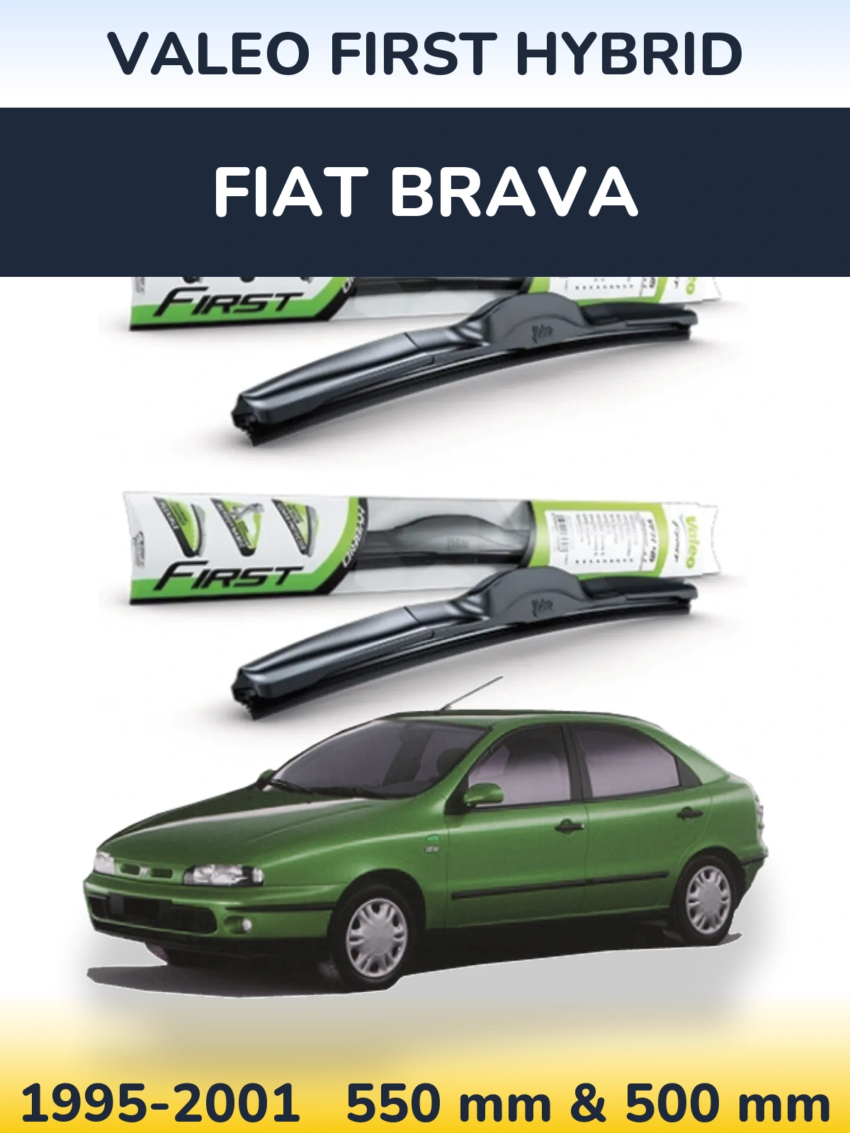 Sada předních stěračů Valeo First Hybrid 550 a 500 mm pro Fiat Brava 1995-2001