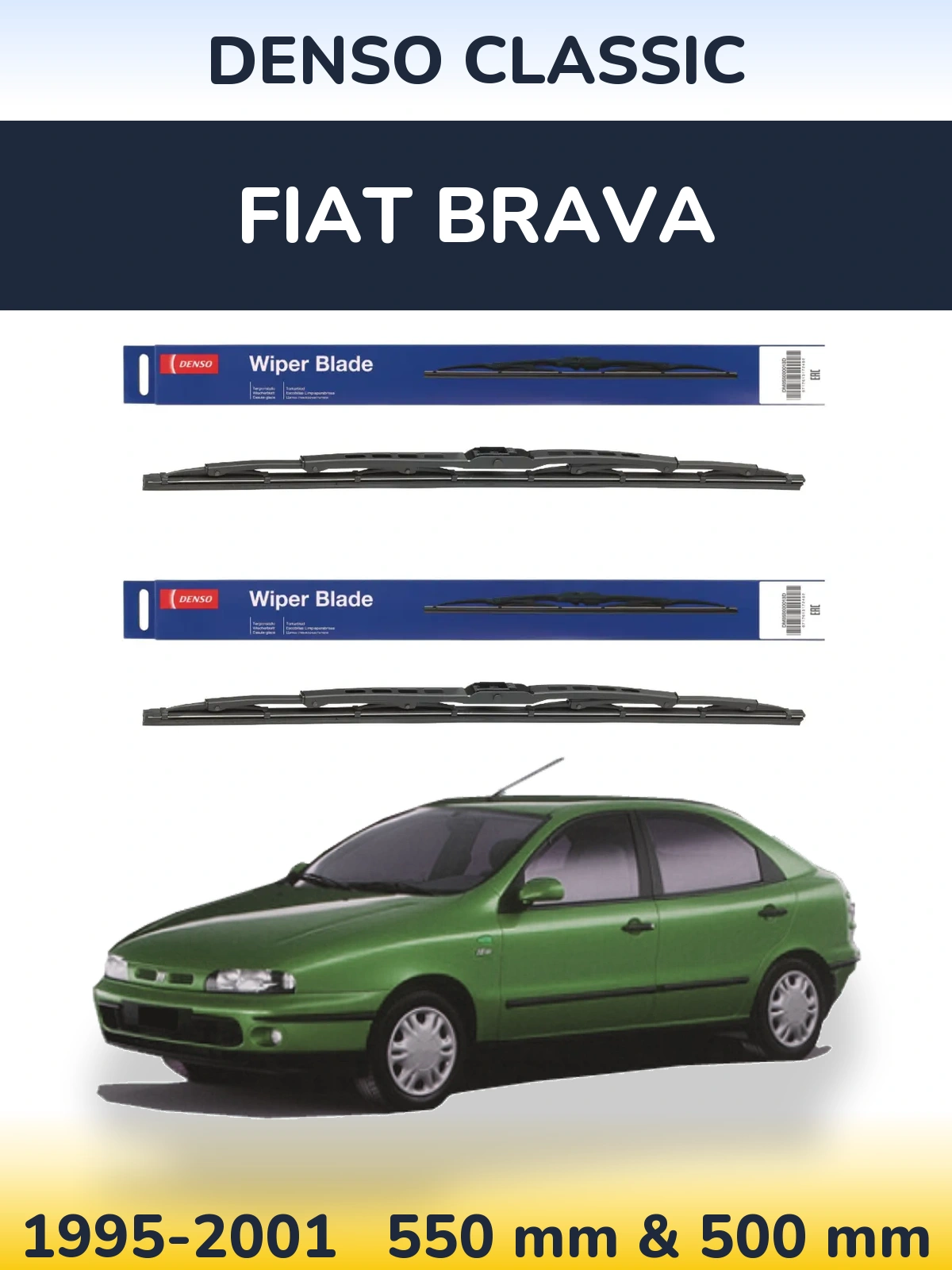 Комплект передних дворников Denso Classic 550 & 500 мм для Fiat Brava 1995-2001