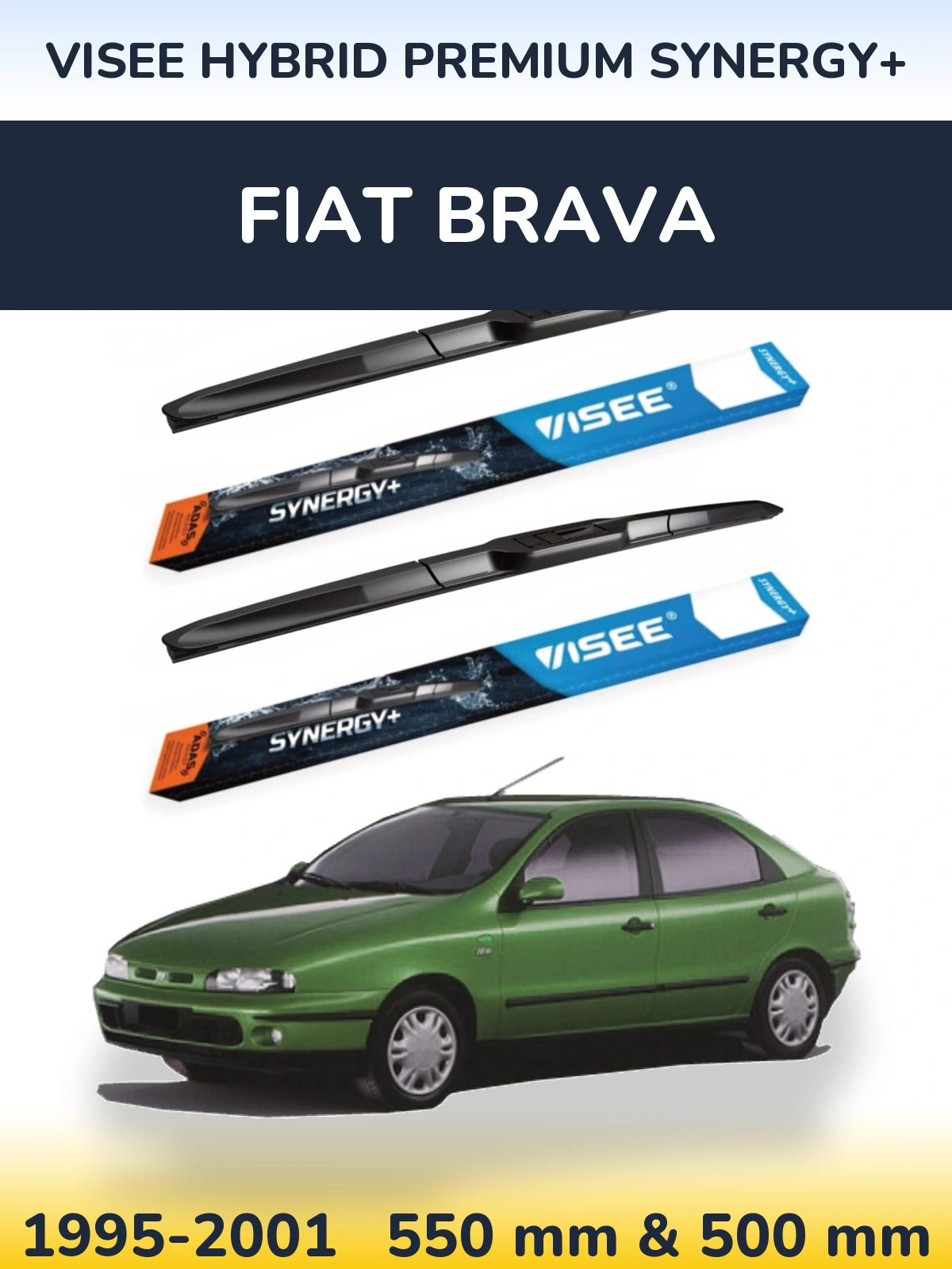 Комплект передніх щіток VISEE HYBRID PREMIUM SYNERGY+ 550 & 500 мм для Fiat Brava 1995-2001