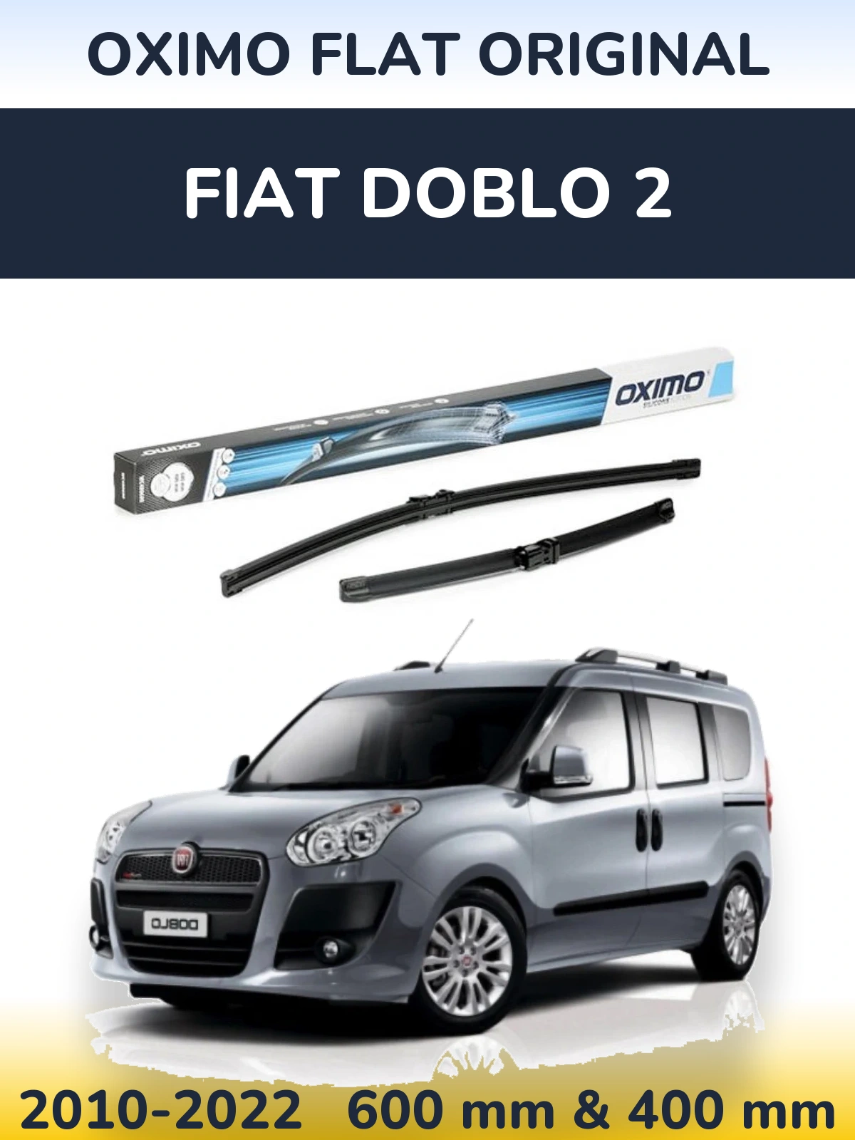Sada předních stěračů Oximo Flat Original 600 a 400 mm pro Fiat Doblo 2 2010-2022