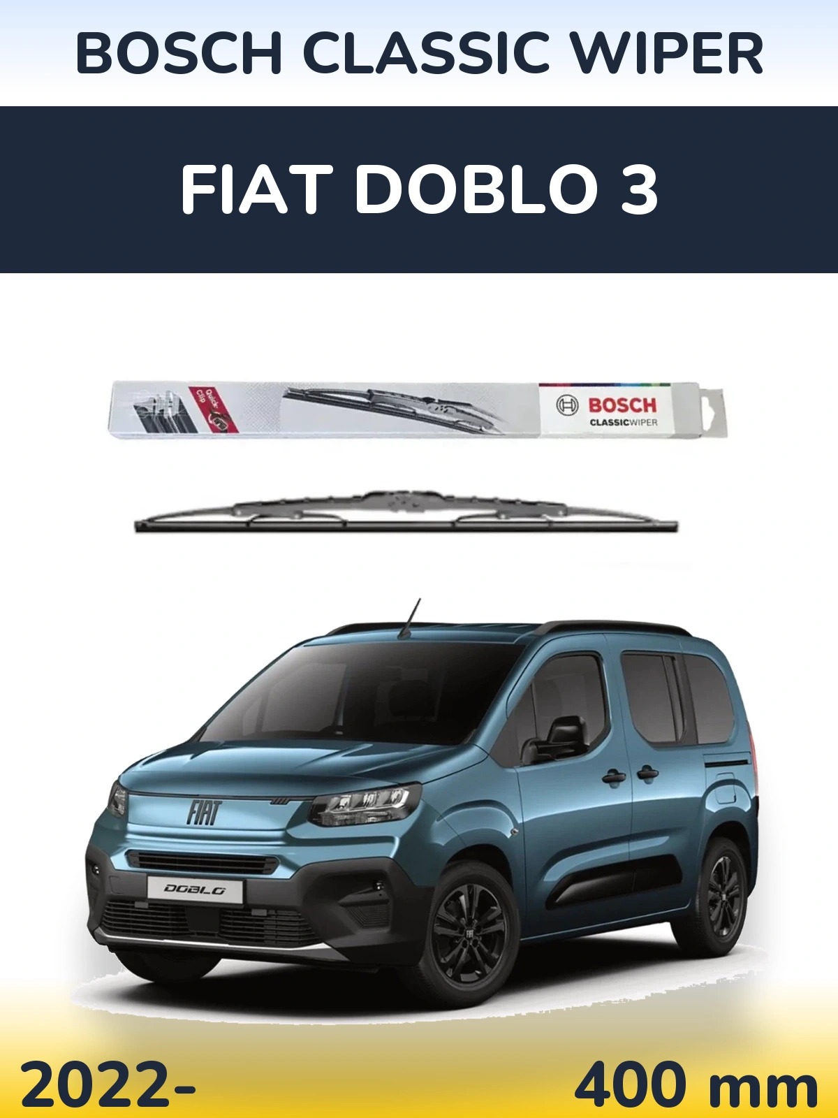 Задня щітка BOSCH Classic Wiper 400 мм для Fiat Doblo 3 2022-2026