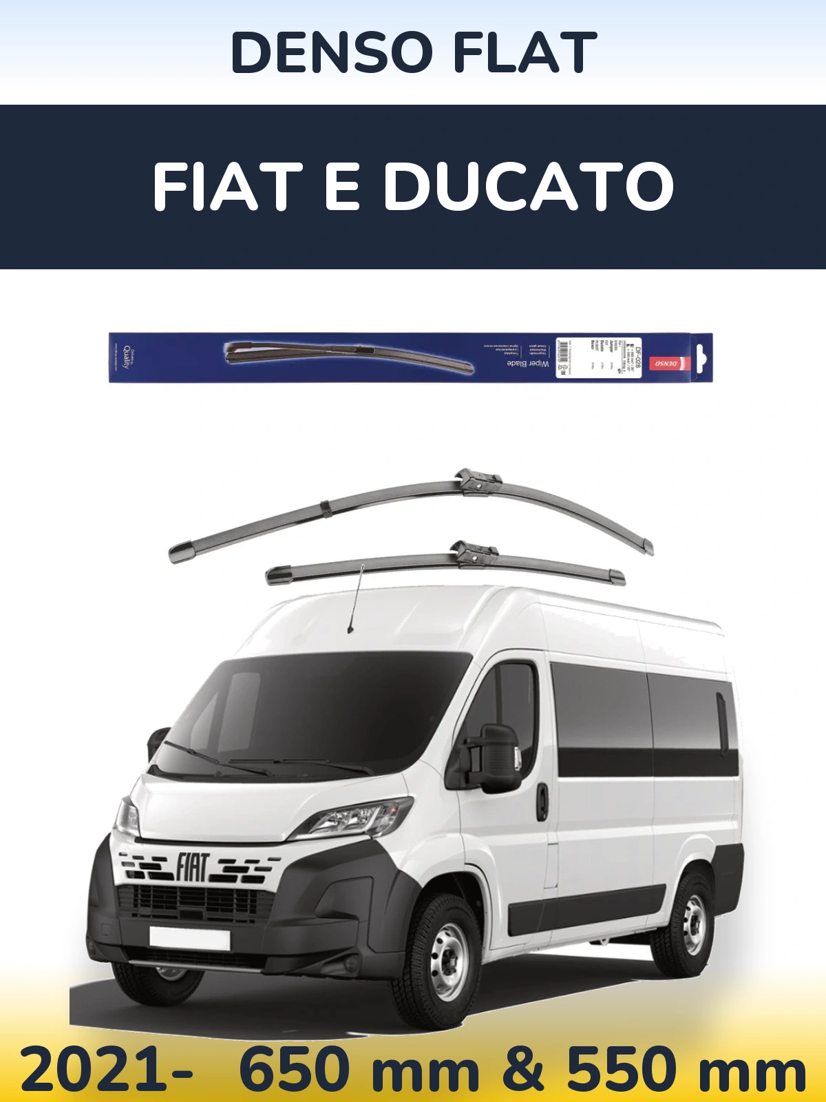 Sada předních stěračů Denso Flat 650 a 550 mm pro Fiat E Ducato 2021-2026