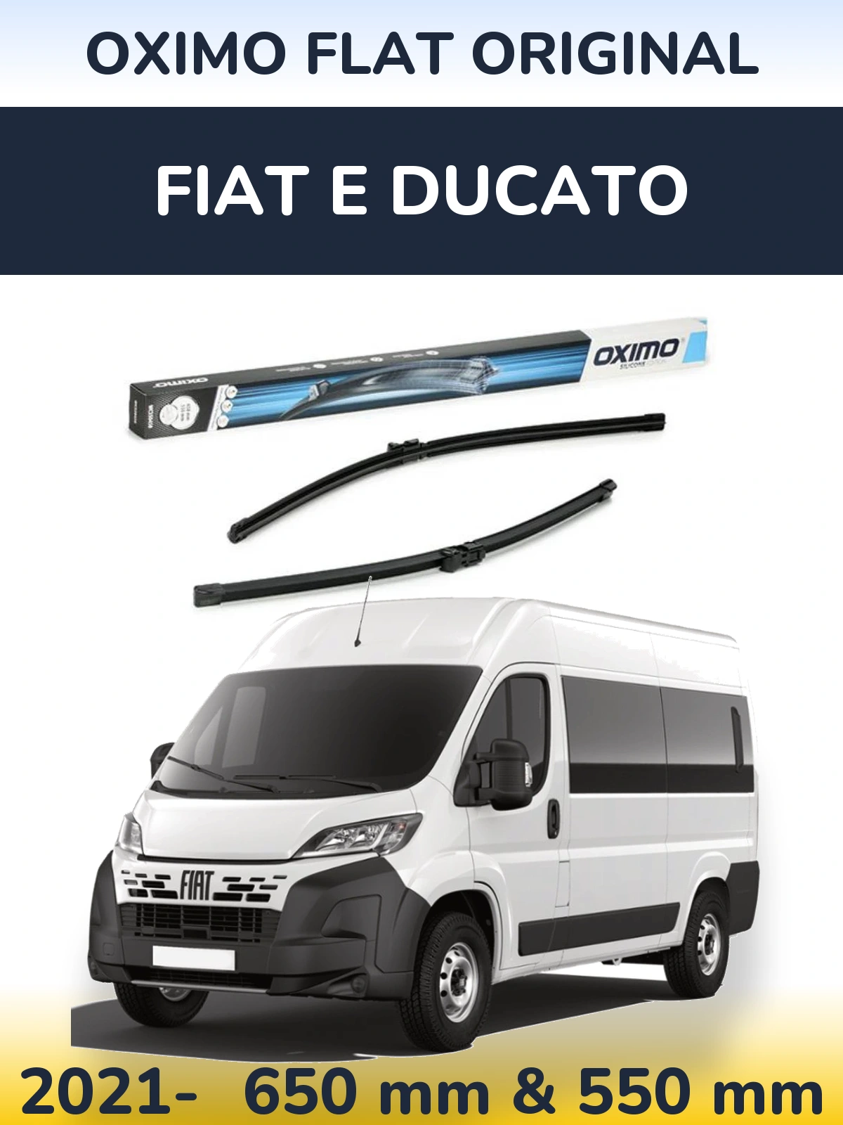 Sada předních stěračů Oximo Flat Original 650 a 550 mm pro Fiat E Ducato 2021-2026