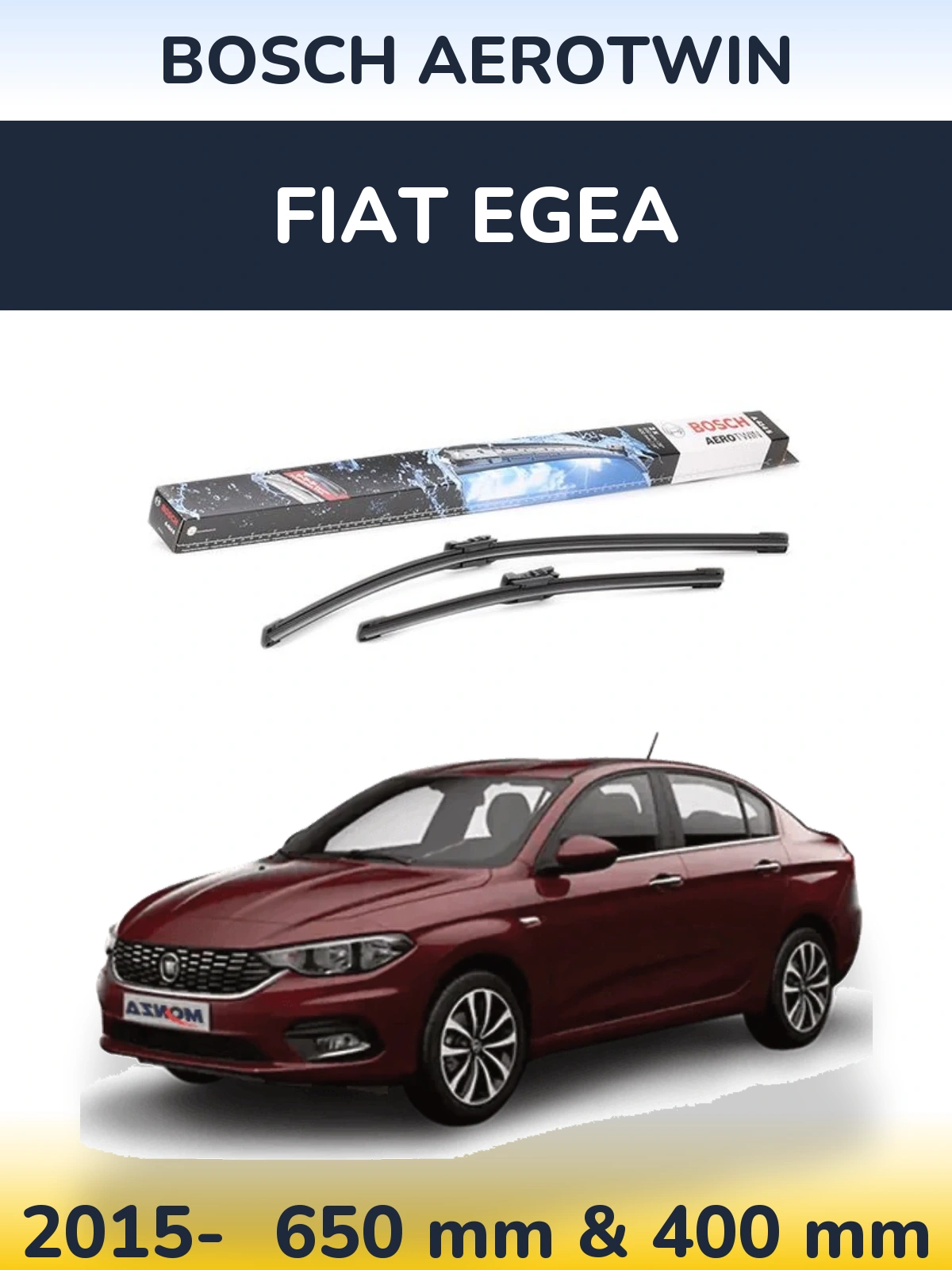 Sada předních stěračů BOSCH AeroTwin 650 a 400 mm pro Fiat Egea 2015-2026