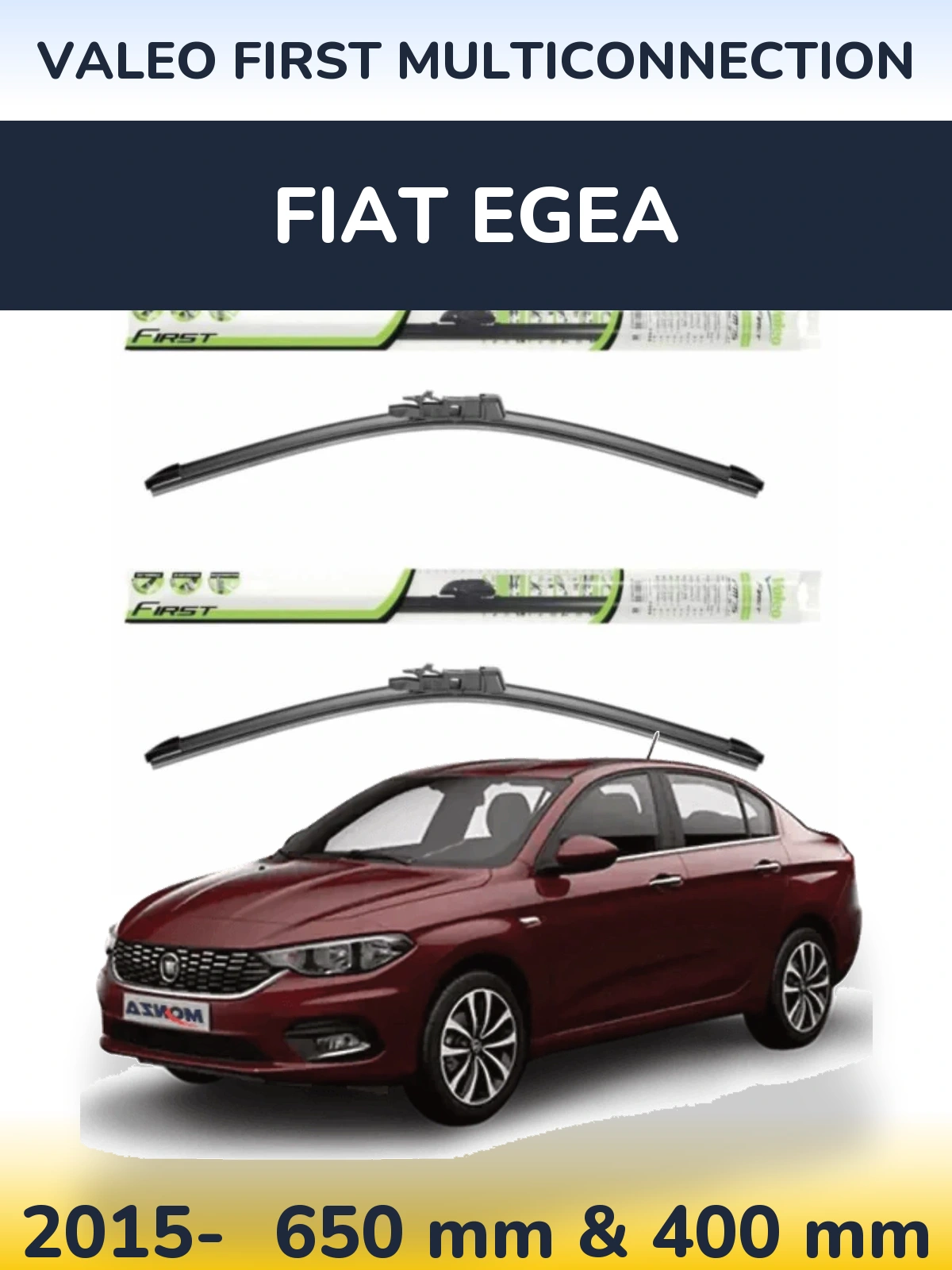 Sada předních stěračů Valeo First MultiConnection 650 a 400 mm pro Fiat Egea 2015-2026