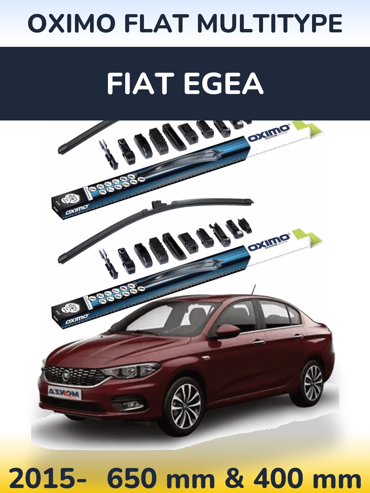 Sada předních stěračů Oximo Flat MultiType 650 a 400 mm pro Fiat Egea 2015-2026