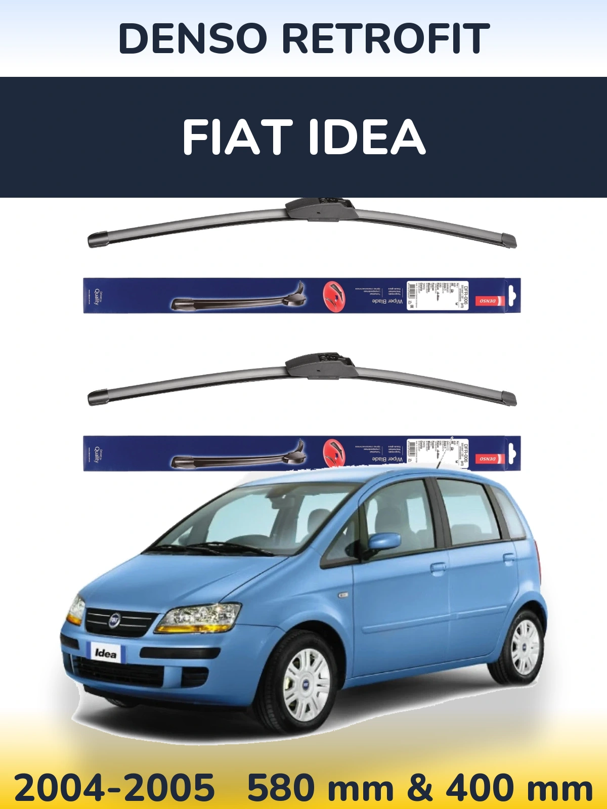 Sada předních stěračů Denso Retrofit 580 a 400 mm pro Fiat Idea 2004-2005