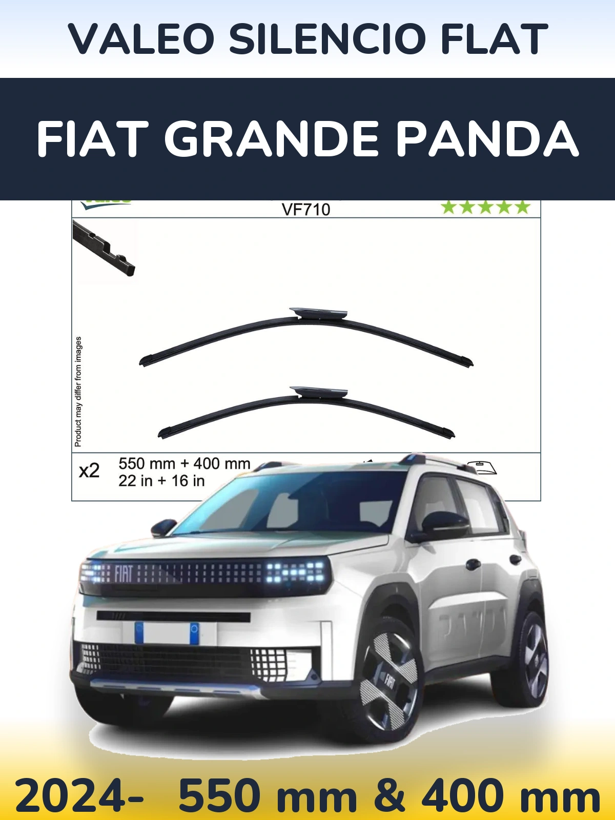 Комплект передніх щіток Valeo Silencio Flat 550 & 400 мм для Fiat Grande Panda 2024-2026