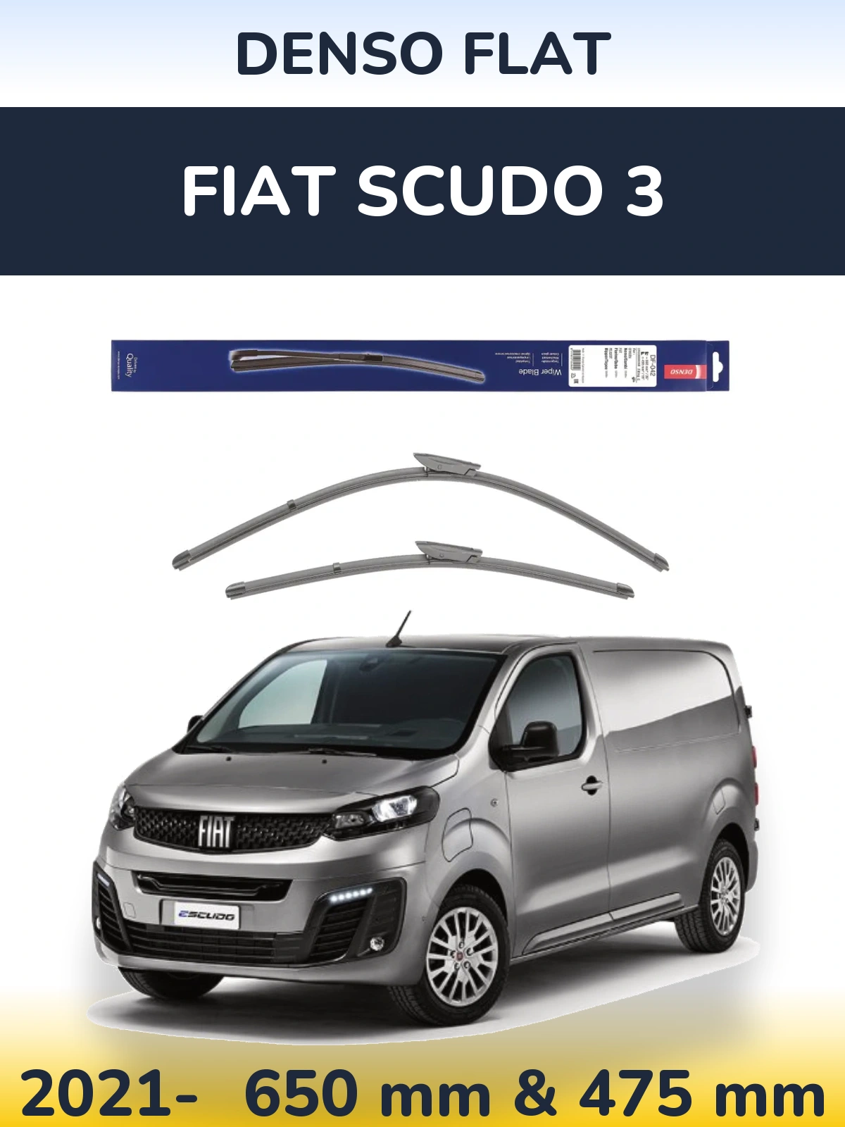 Комплект передніх щіток Denso Flat 650 & 450 мм для Fiat Scudo 3 2021-2026