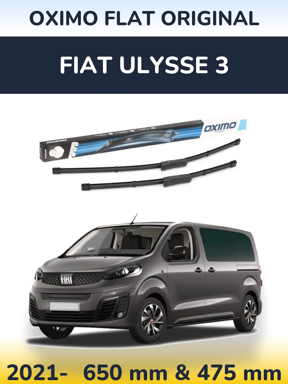 Sada předních stěračů Oximo Flat Original 650 a 475 mm pro Fiat Ulysse 3 2021-2026