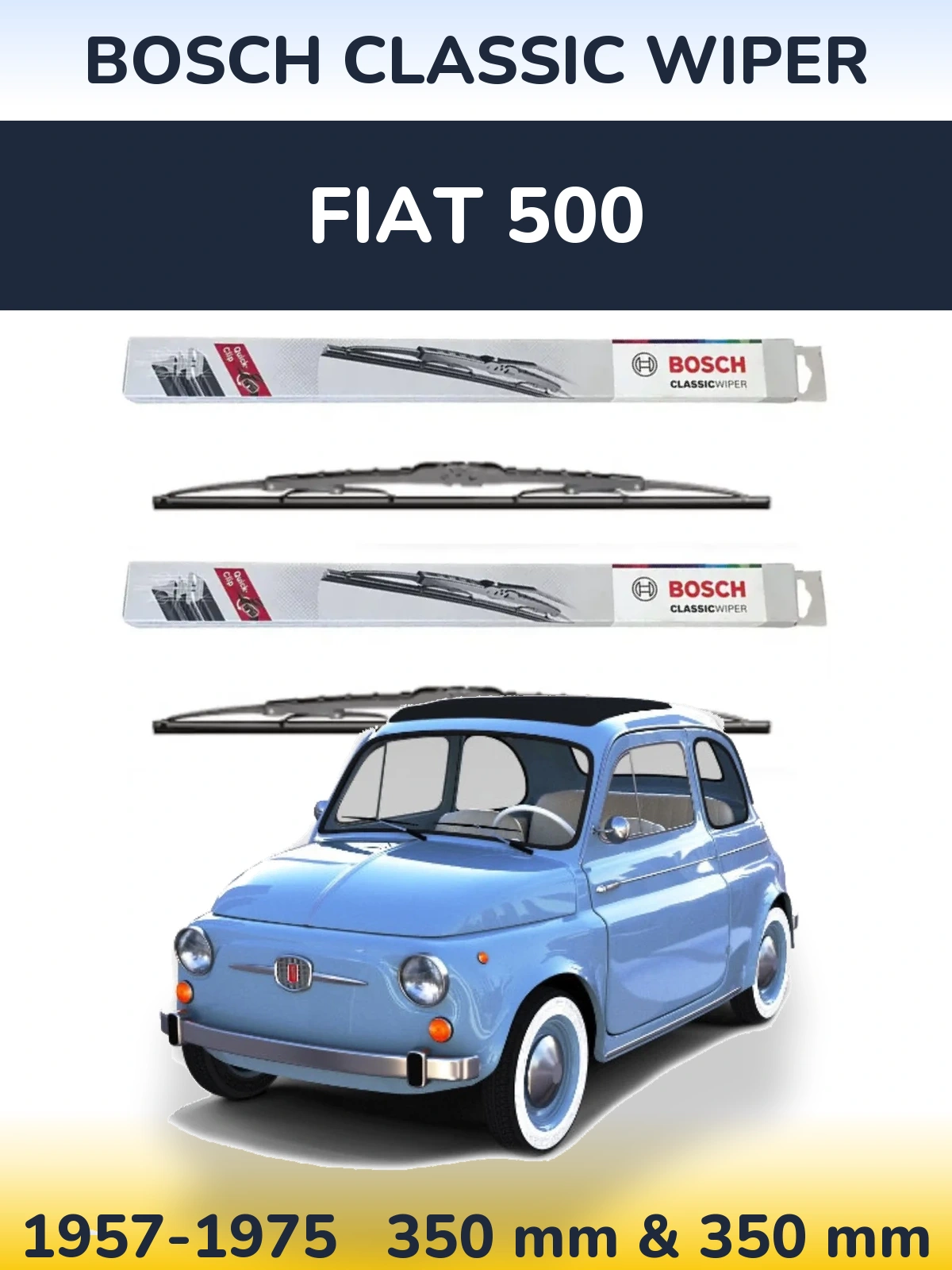 Sada předních stěračů BOSCH Classic Wiper 340 a 340 mm pro Fiat 500 1957-1975