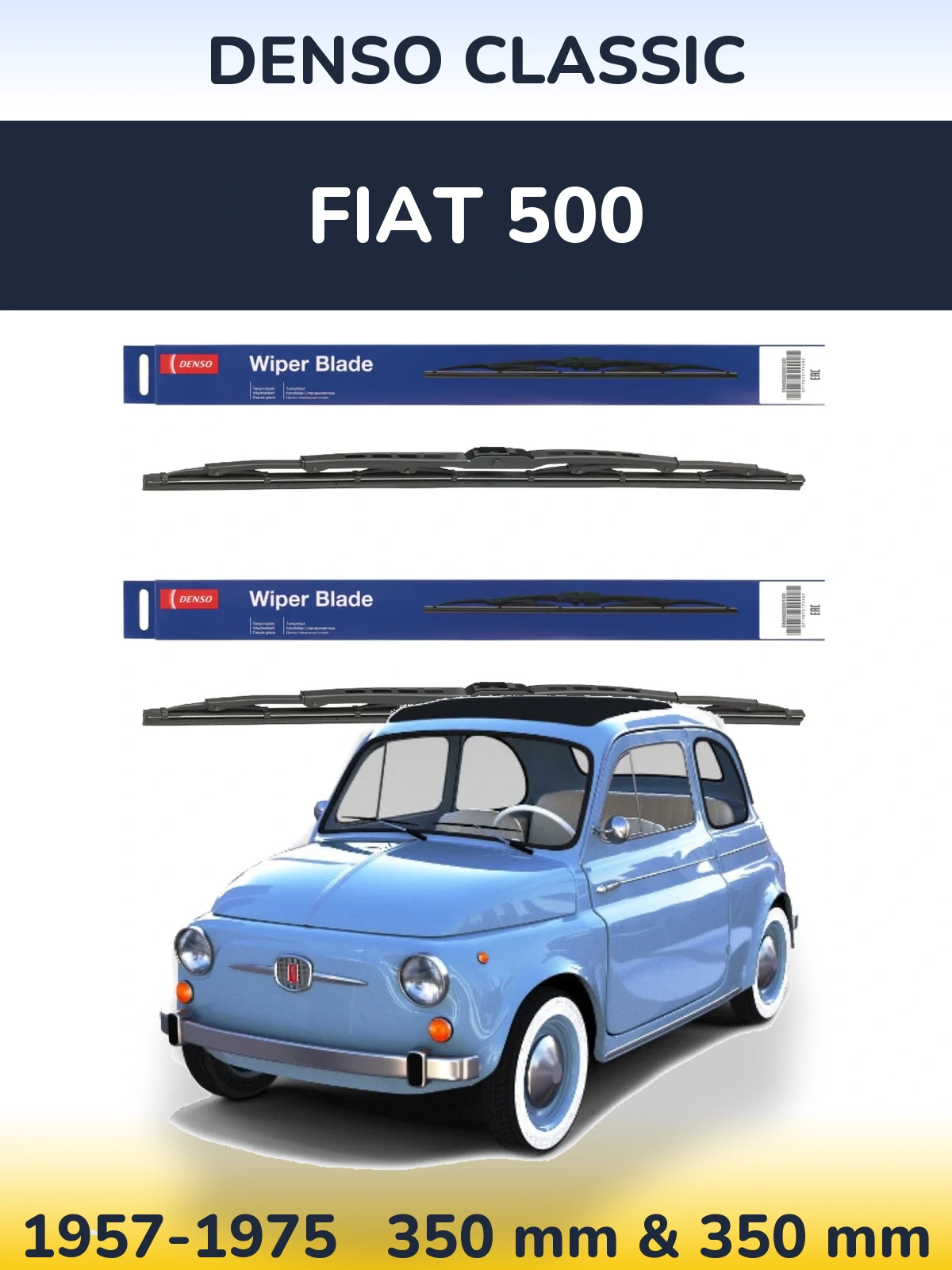Sada předních stěračů Denso Classic 350 a 350 mm pro Fiat 500 1957-1975