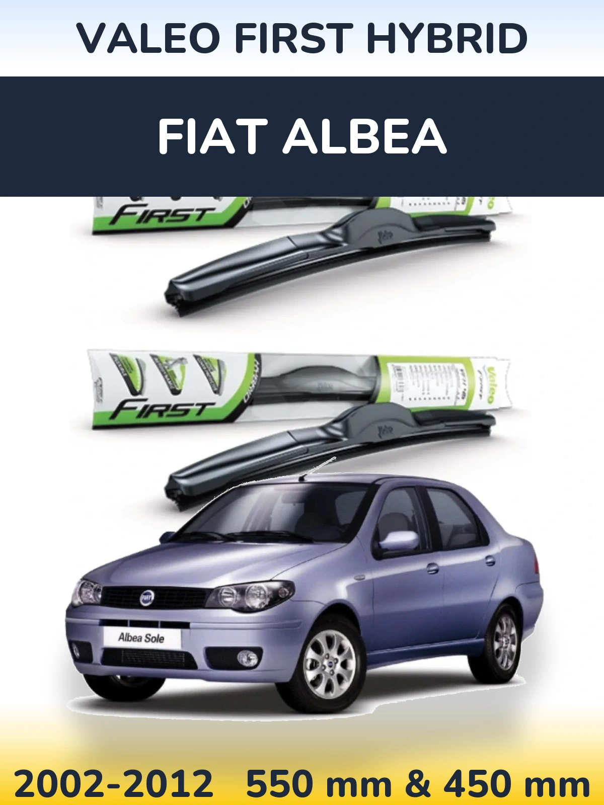 Sada předních stěračů Valeo First Hybrid 550 a 450 mm pro Fiat Albea 2002-2012