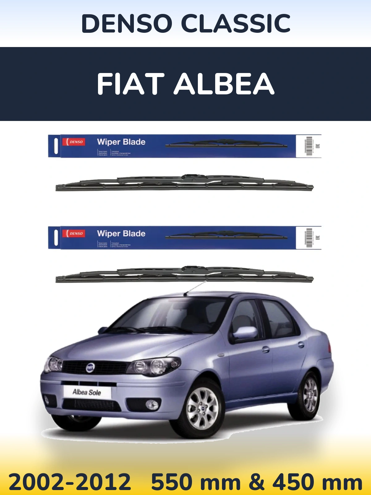 Sada předních stěračů Denso Classic 550 a 450 mm pro Fiat Albea 2002-2012