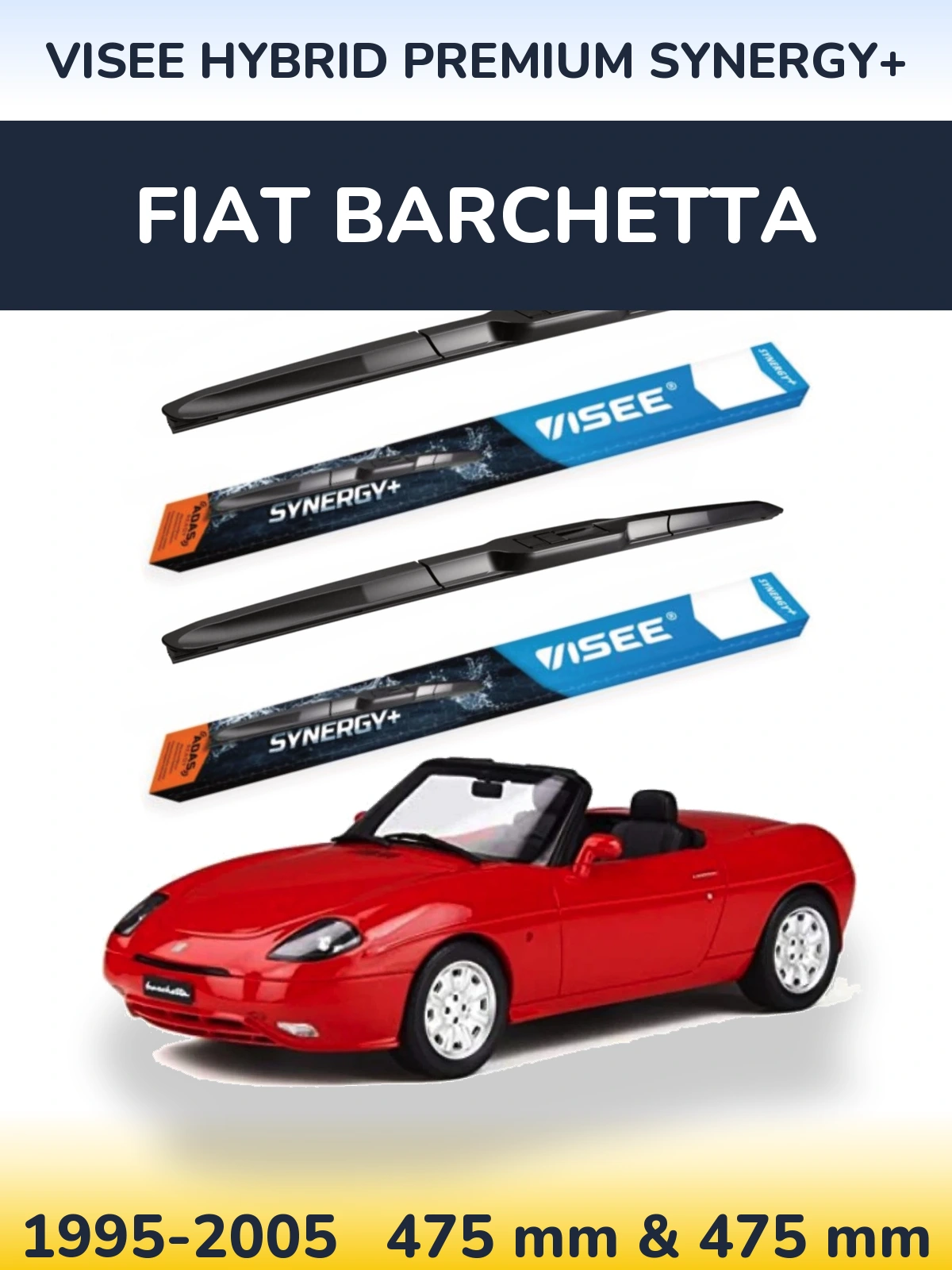 Sada předních stěračů VISEE HYBRID PREMIUM SYNERGY+ 475 a 475 mm pro Fiat Barchetta 1995-2005
