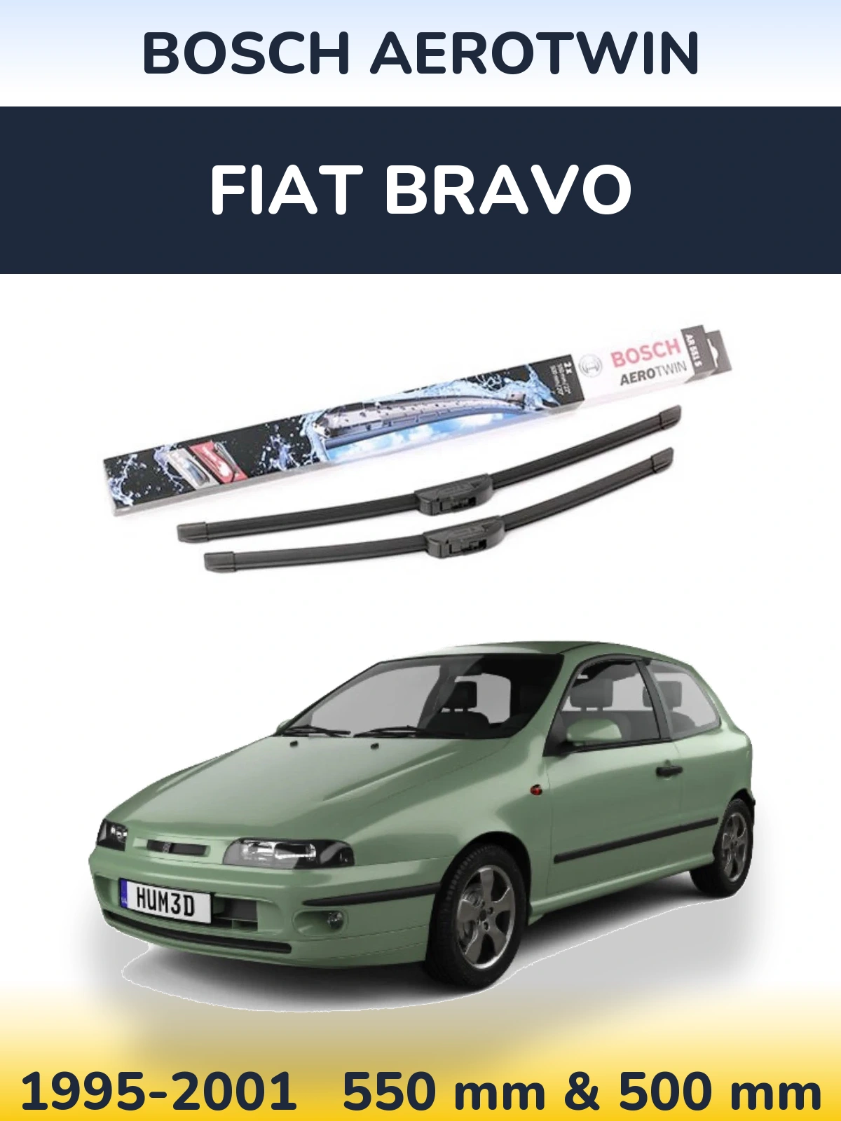 Sada předních stěračů BOSCH AeroTwin 550 a 500 mm pro Fiat Bravo 1995-2001