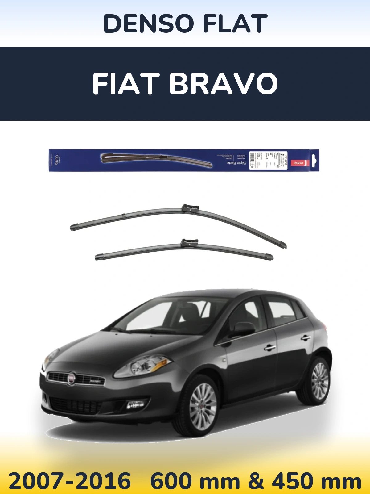 Sada předních stěračů Denso Flat 600 a 450 mm pro Fiat Bravo 2007-2016