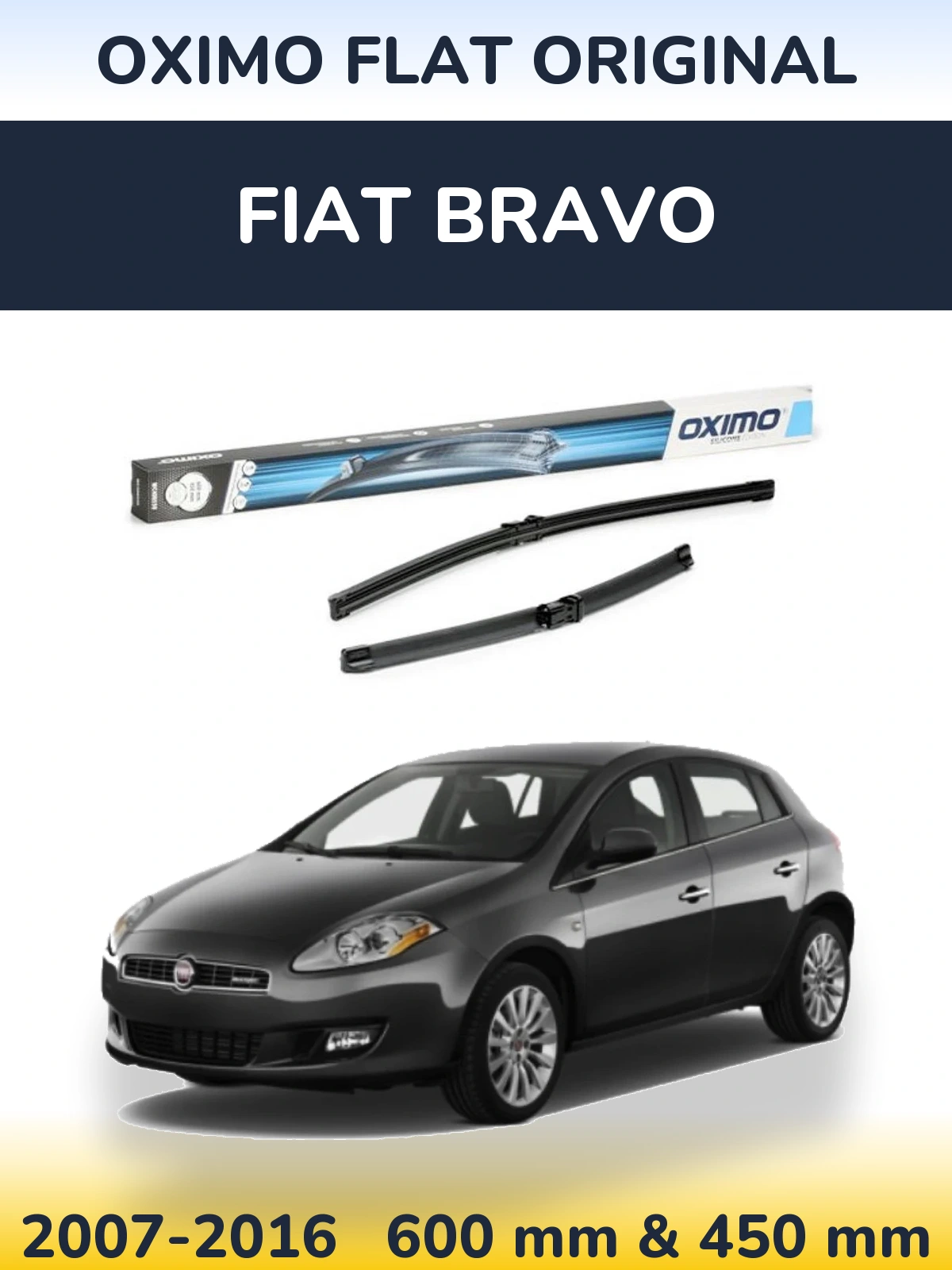 Комплект передніх щіток Oximo Flat Original 600 & 450 мм для Fiat Bravo 2007-2016