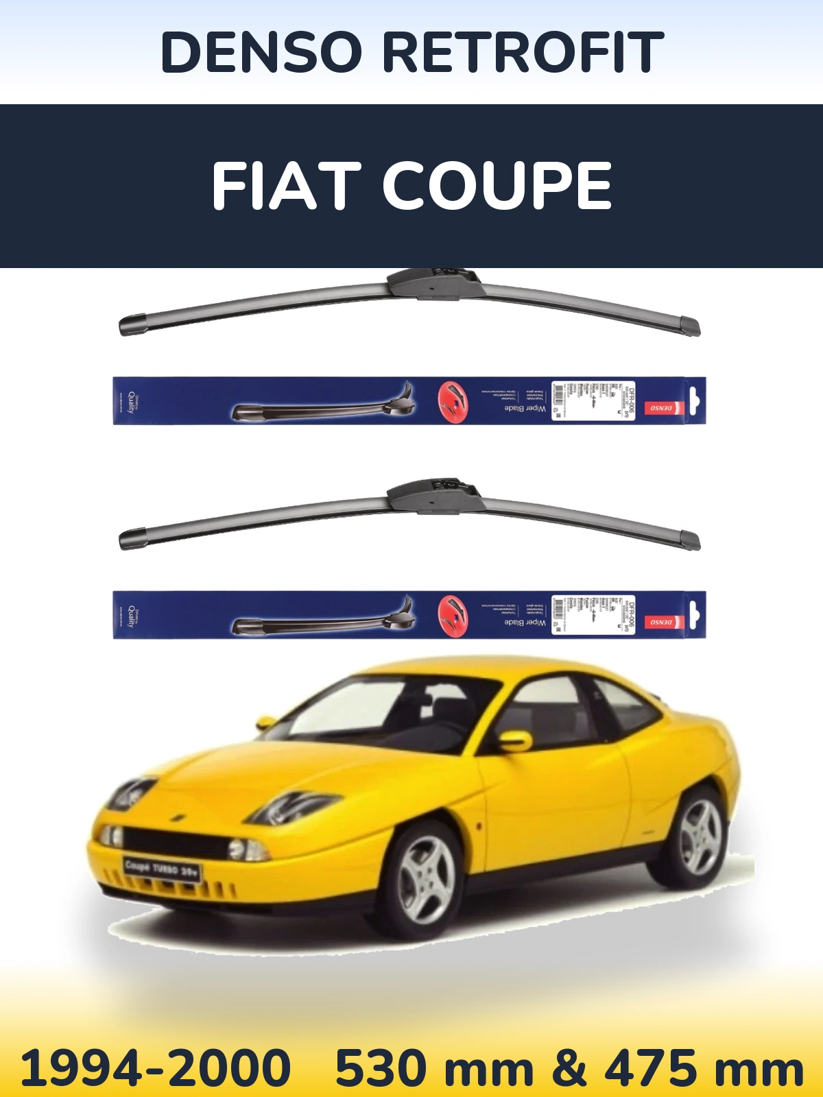 Sada předních stěračů Denso Retrofit 530 a 475 mm pro Fiat Coupe 1994-2000