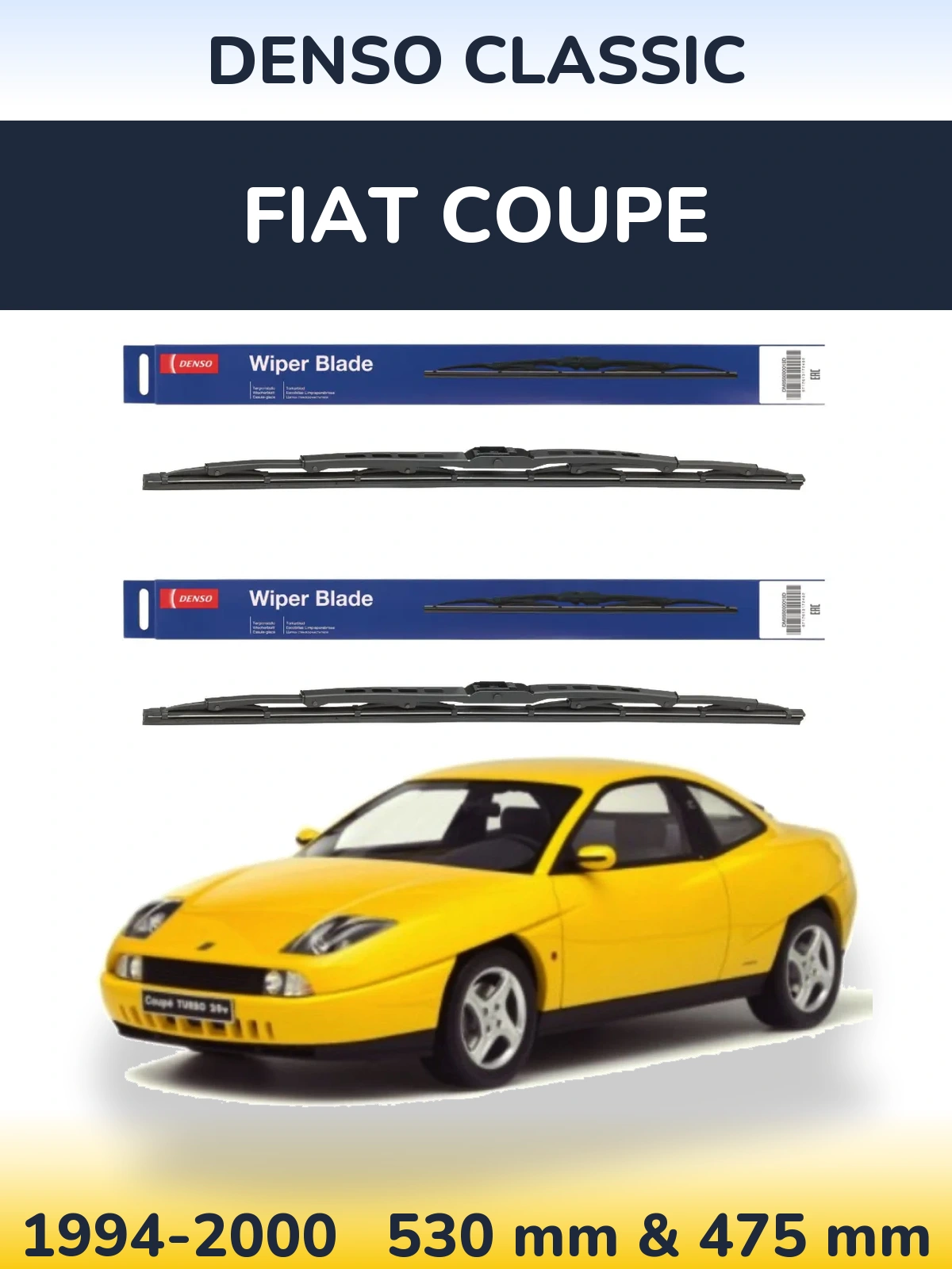 Sada předních stěračů Denso Classic 530 a 475 mm pro Fiat Coupe 1994-2000