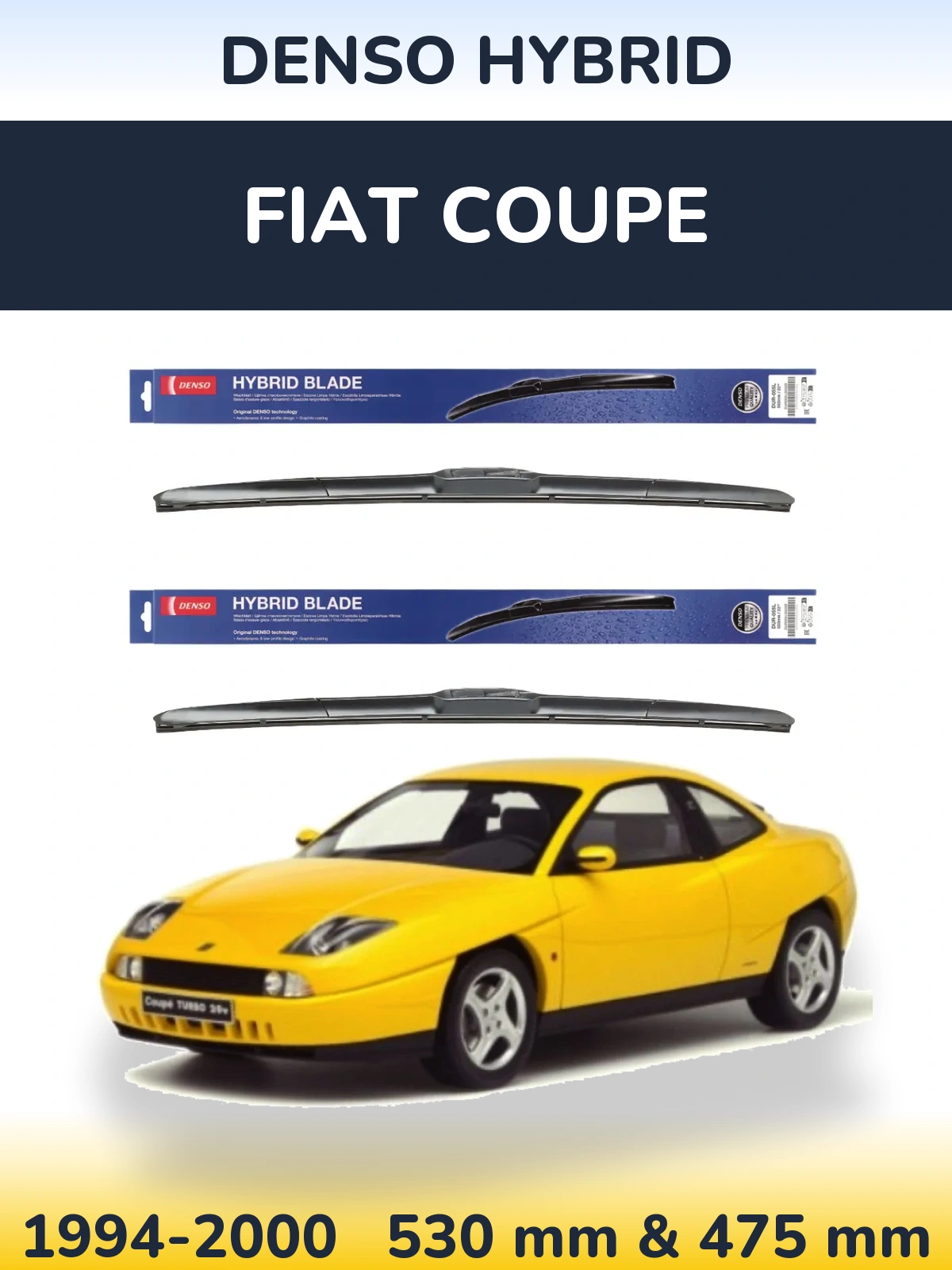 Sada předních stěračů Denso Hybrid 530 a 475 mm pro Fiat Coupe 1994-2000
