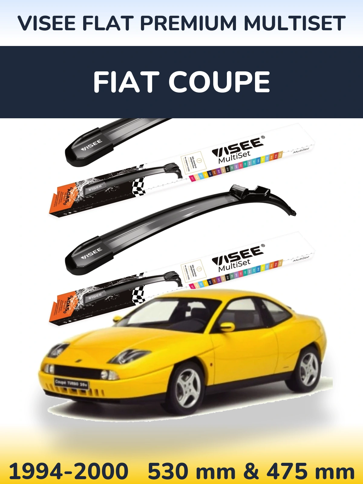 Sada předních stěračů VISEE FLAT PREMIUM MultiSet 530 a 475 mm pro Fiat Coupe 1994-2000