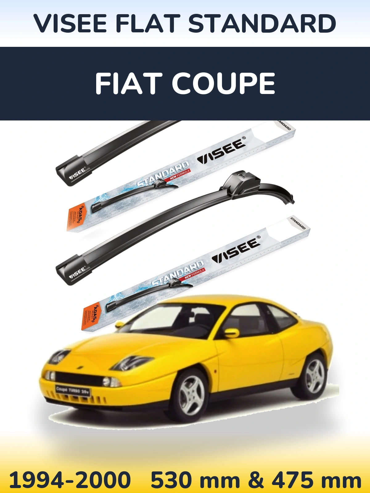 Sada předních stěračů VISEE FLAT STANDARD 530 a 475 mm pro Fiat Coupe 1994-2000