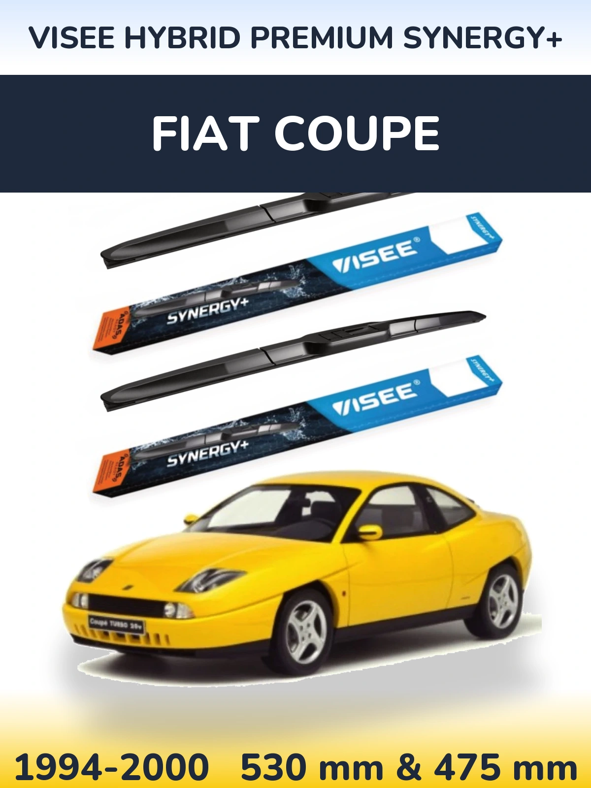 Комплект передніх щіток VISEE HYBRID PREMIUM SYNERGY+ 530 & 475 мм для Fiat Coupe 1994-2000