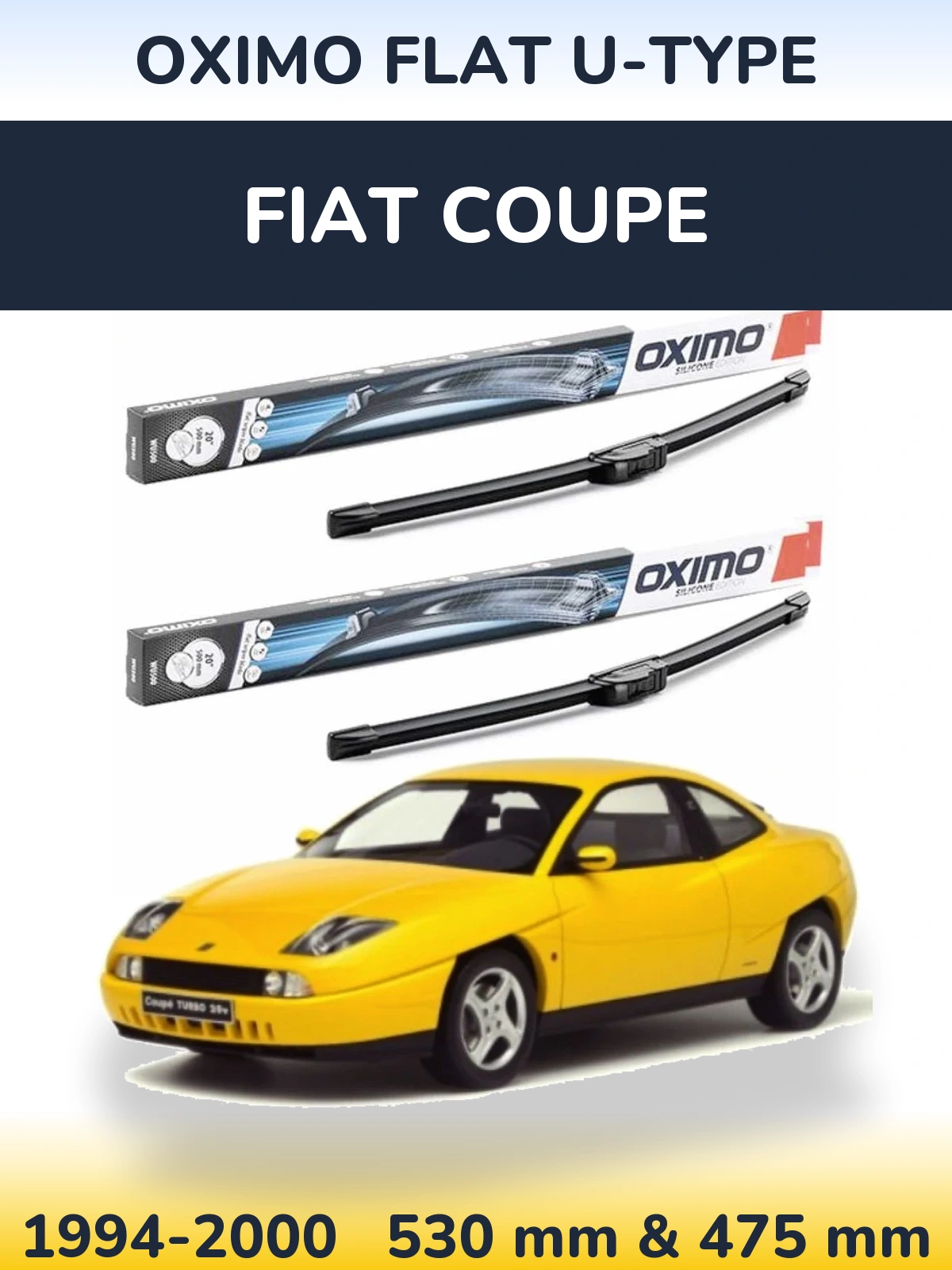 Sada předních stěračů Oximo Flat U-type 530 a 475 mm pro Fiat Coupe 1994-2000