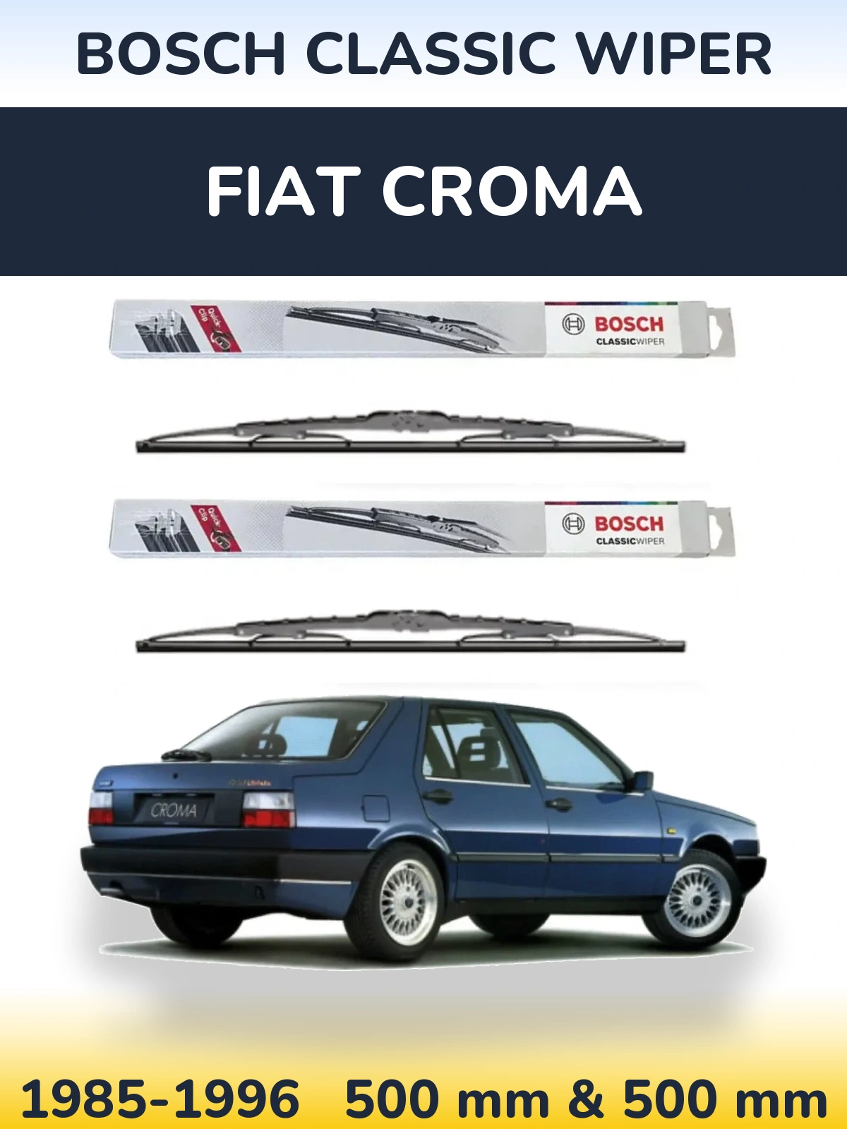 Sada předních stěračů BOSCH Classic Wiper 500 a 500 mm pro Fiat Croma 1985-1996
