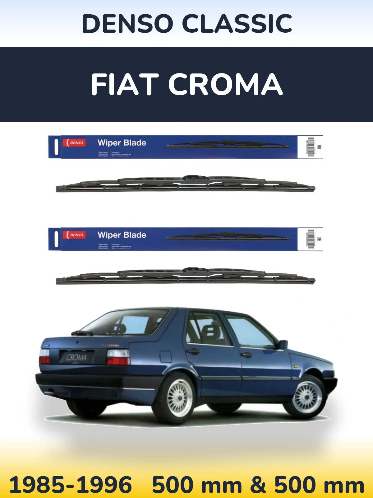 Комплект передних дворников Denso Classic 500 & 500 мм для Fiat Croma 1985-1996