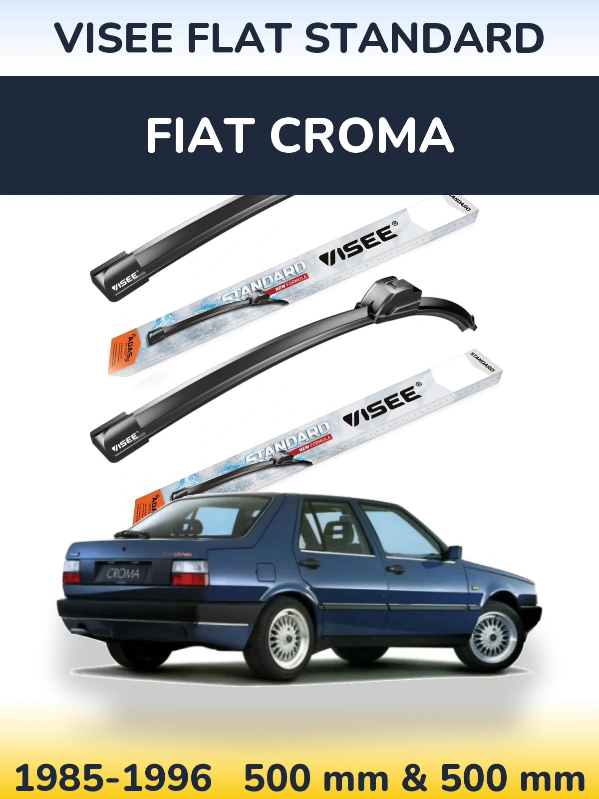 Комплект передніх щіток VISEE FLAT STANDARD 500 & 500 мм для Fiat Croma 1985-1996