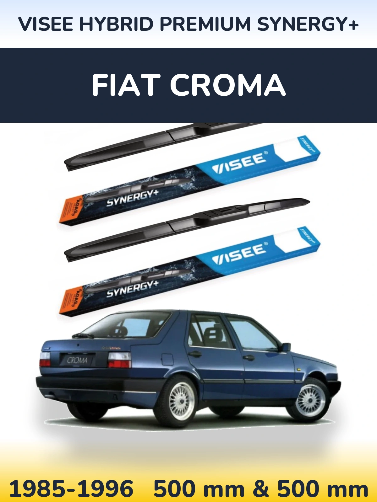 Sada předních stěračů VISEE HYBRID PREMIUM SYNERGY+ 500 a 500 mm pro Fiat Croma 1985-1996