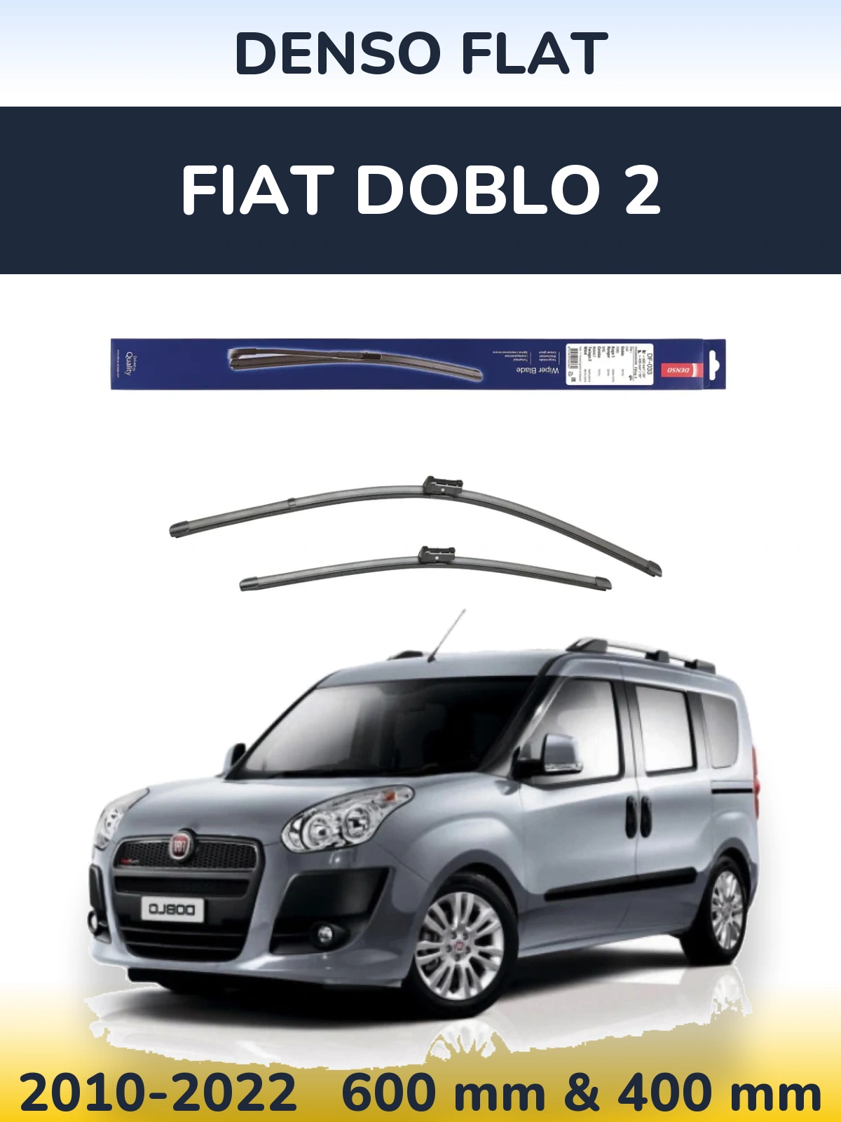 Sada předních stěračů Denso Flat 600 a 400 mm pro Fiat Doblo 2 2010-2022