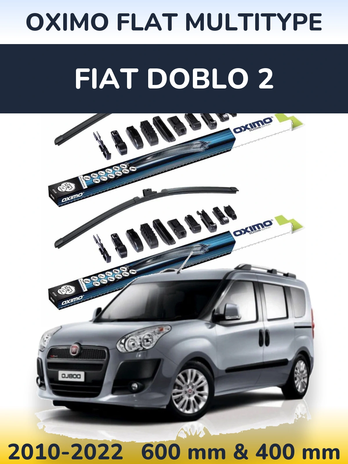 Sada předních stěračů Oximo Flat MultiType 600 a 400 mm pro Fiat Doblo 2 2010-2022