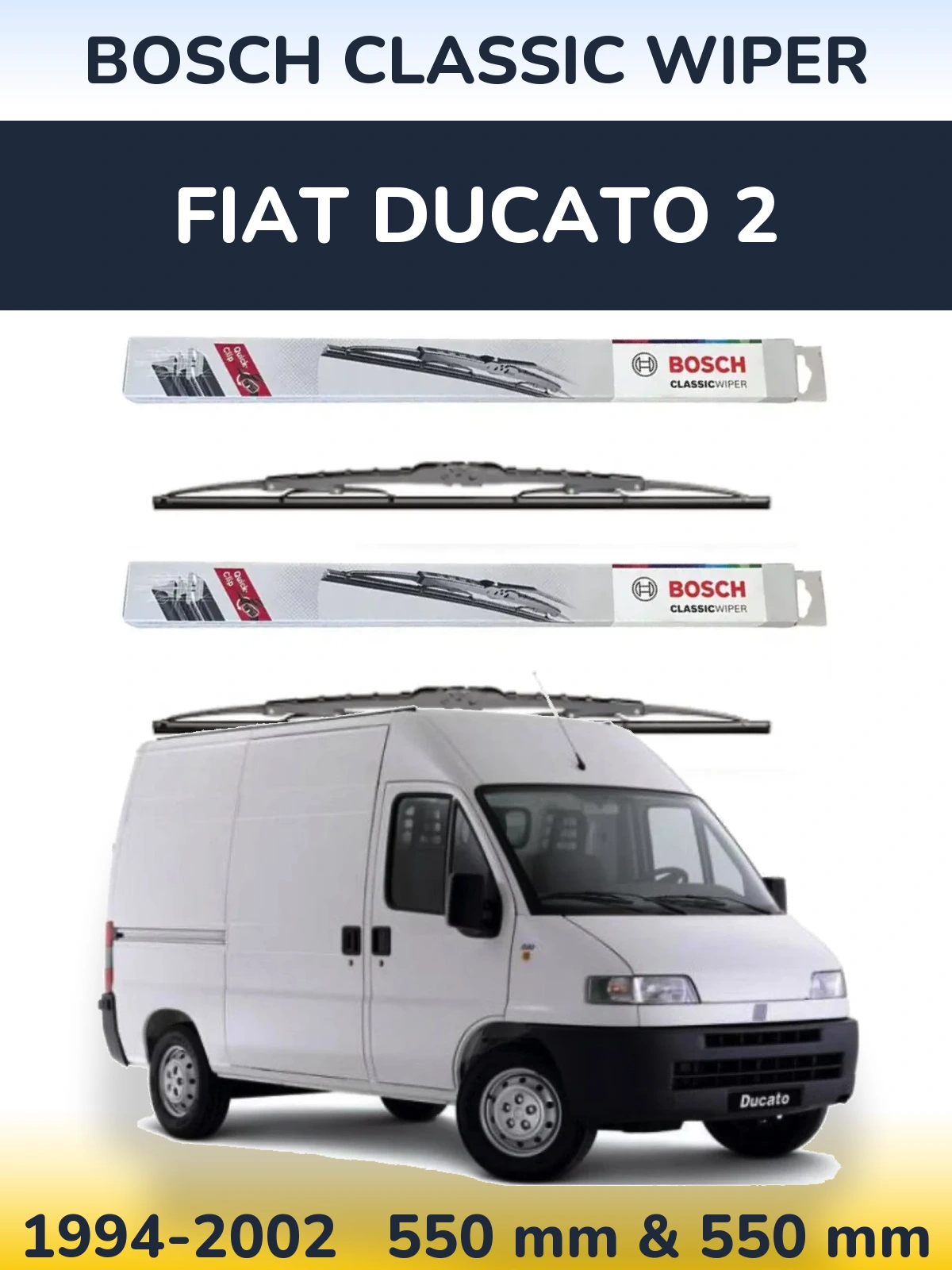Sada předních stěračů BOSCH Classic Wiper 550 a 550 mm pro Fiat Ducato 2 1994-2002