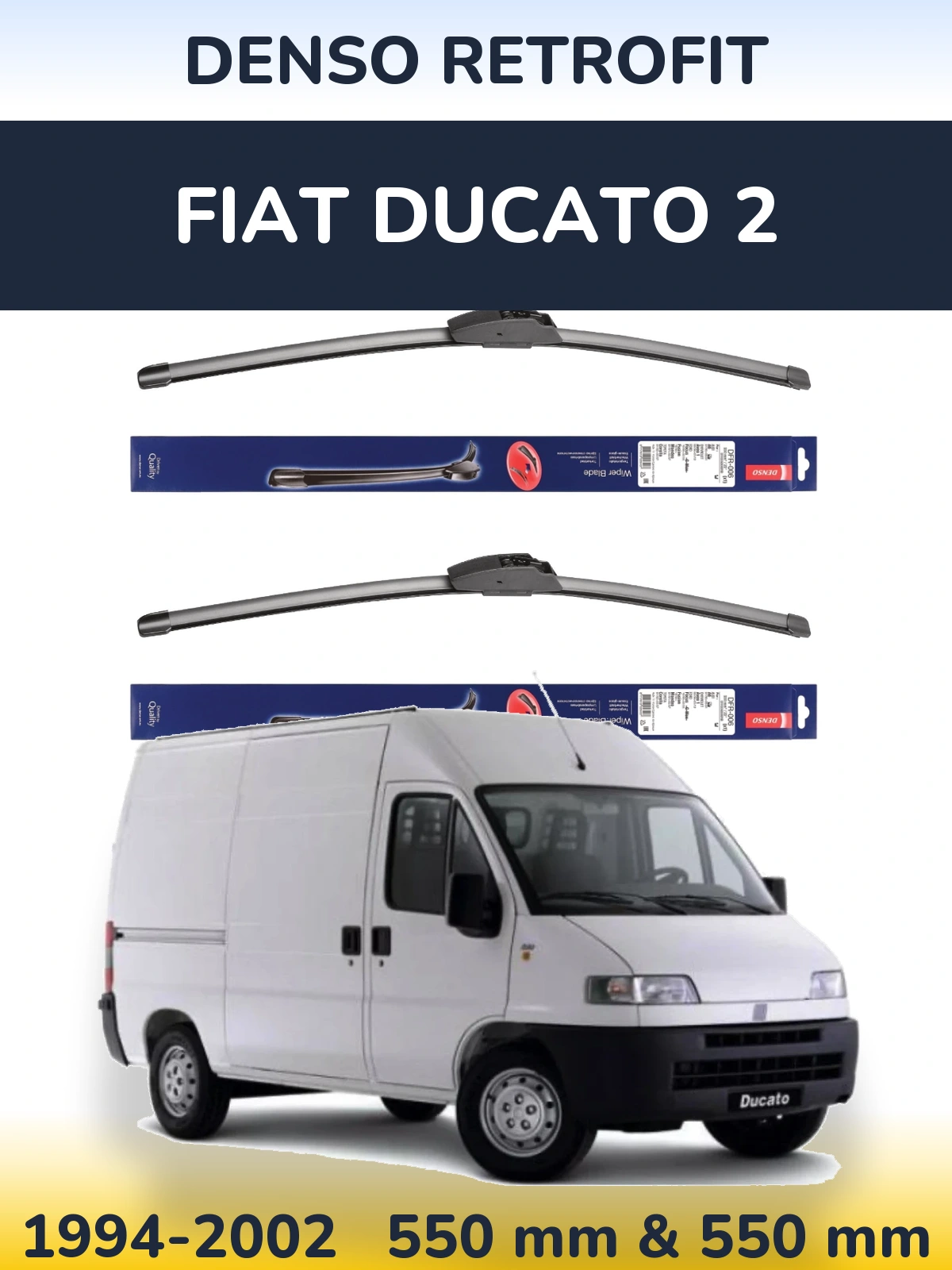 Sada předních stěračů Denso Retrofit 550 a 550 mm pro Fiat Ducato 2 1994-2002