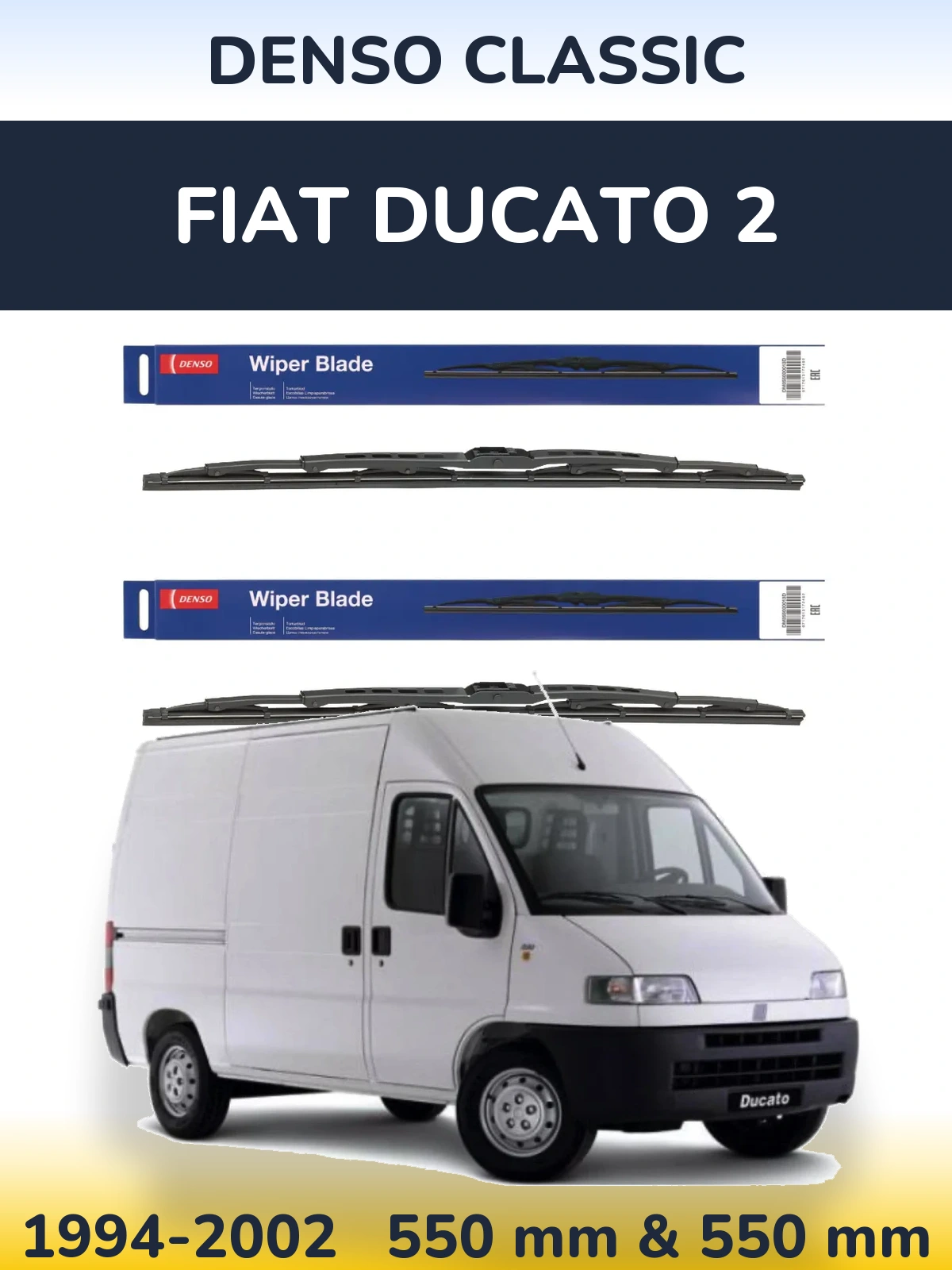 Sada předních stěračů Denso Classic 550 a 550 mm pro Fiat Ducato 2 1994-2002