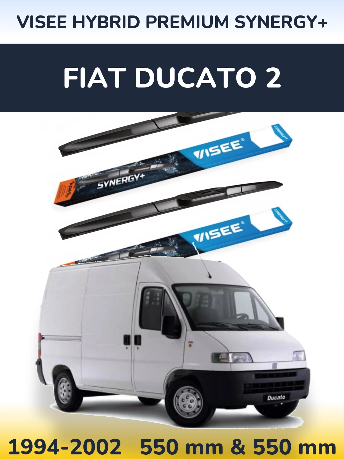 Sada předních stěračů VISEE HYBRID PREMIUM SYNERGY+ 550 a 550 mm pro Fiat Ducato 2 1994-2002