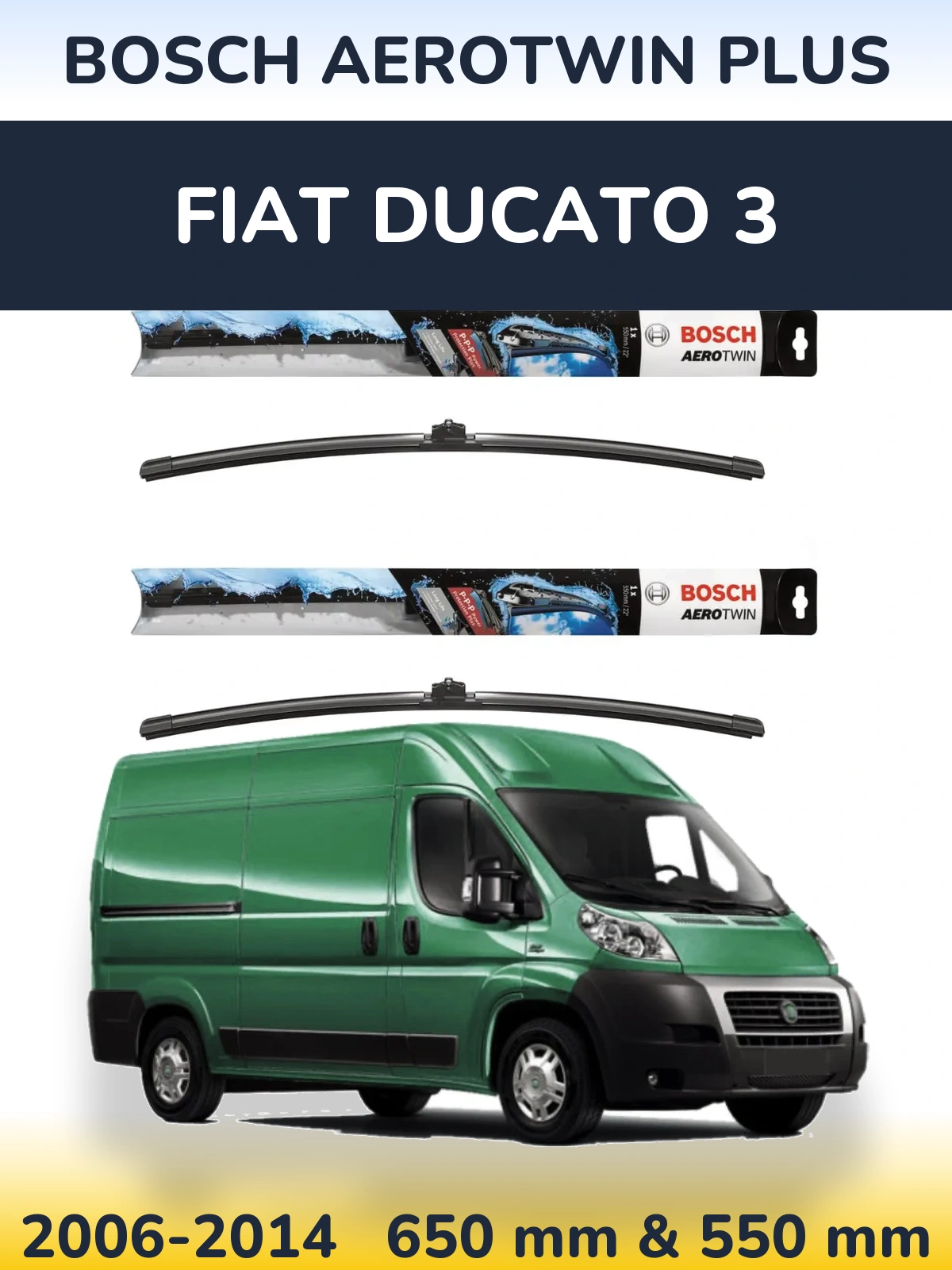 Sada předních stěračů BOSCH AeroTwin Plus 650 a 550 mm pro Fiat Ducato 3 2006-2014