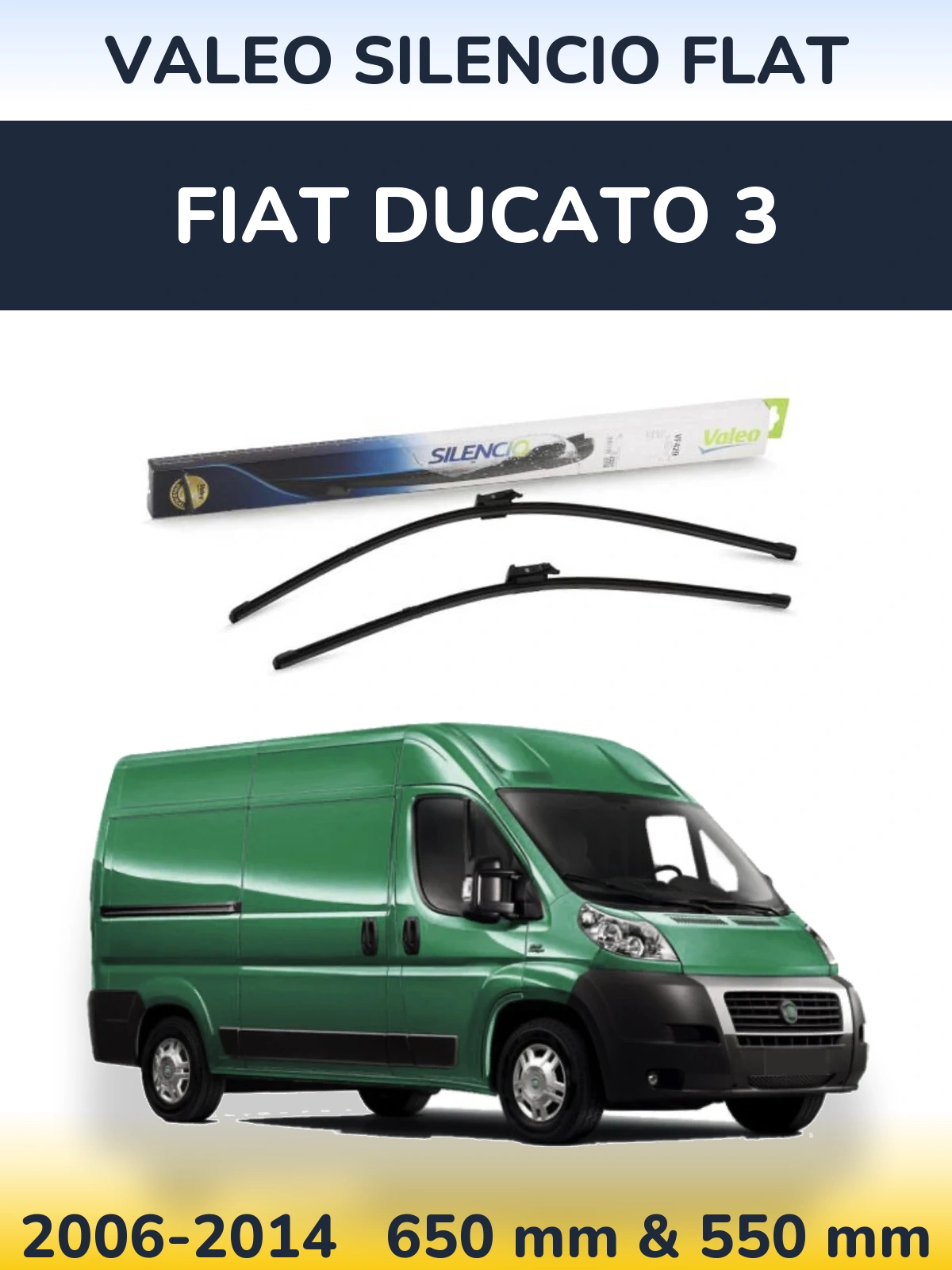 Sada předních stěračů Valeo Silencio Flat 650 a 550 mm pro Fiat Ducato 3 2006-2014