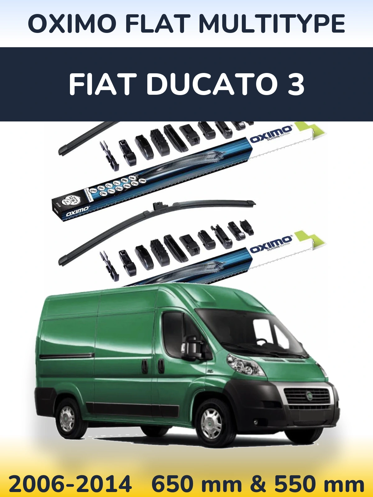 Sada předních stěračů Oximo Flat MultiType 650 a 550 mm pro Fiat Ducato 3 2006-2014