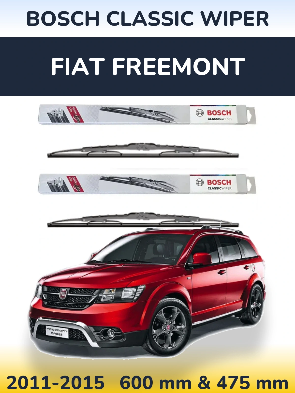 Sada předních stěračů BOSCH Classic Wiper 600 a 475 mm pro Fiat Freemont 2011-2015
