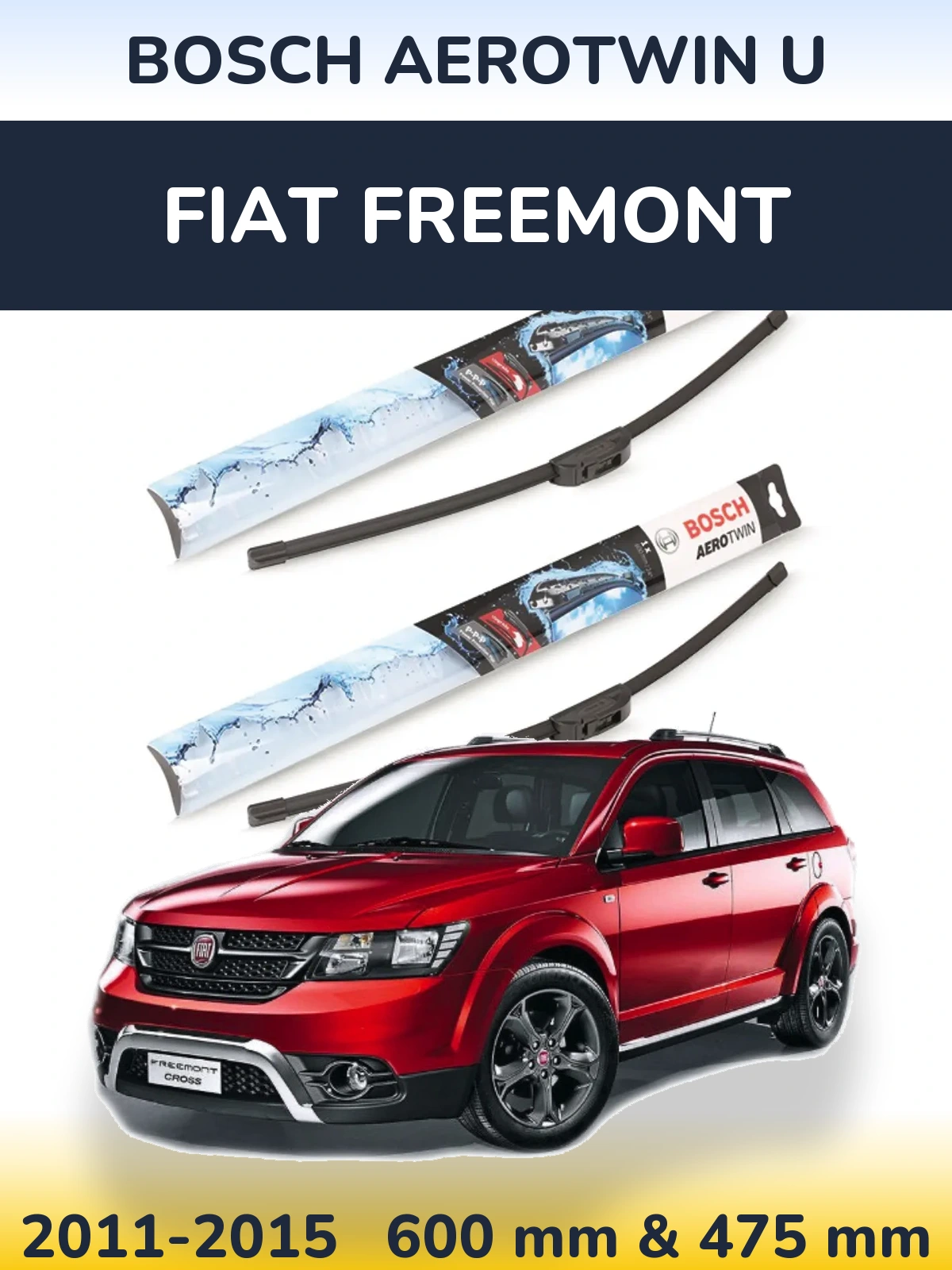 Sada předních stěračů BOSCH AeroTwin U 600 a 475 mm pro Fiat Freemont 2011-2015