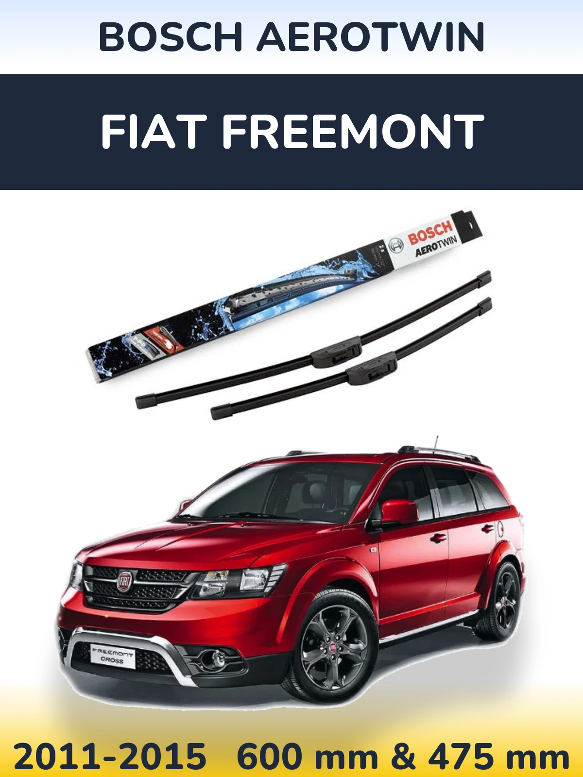 Sada předních stěračů BOSCH AeroTwin 600 a 475 mm pro Fiat Freemont 2011-2015